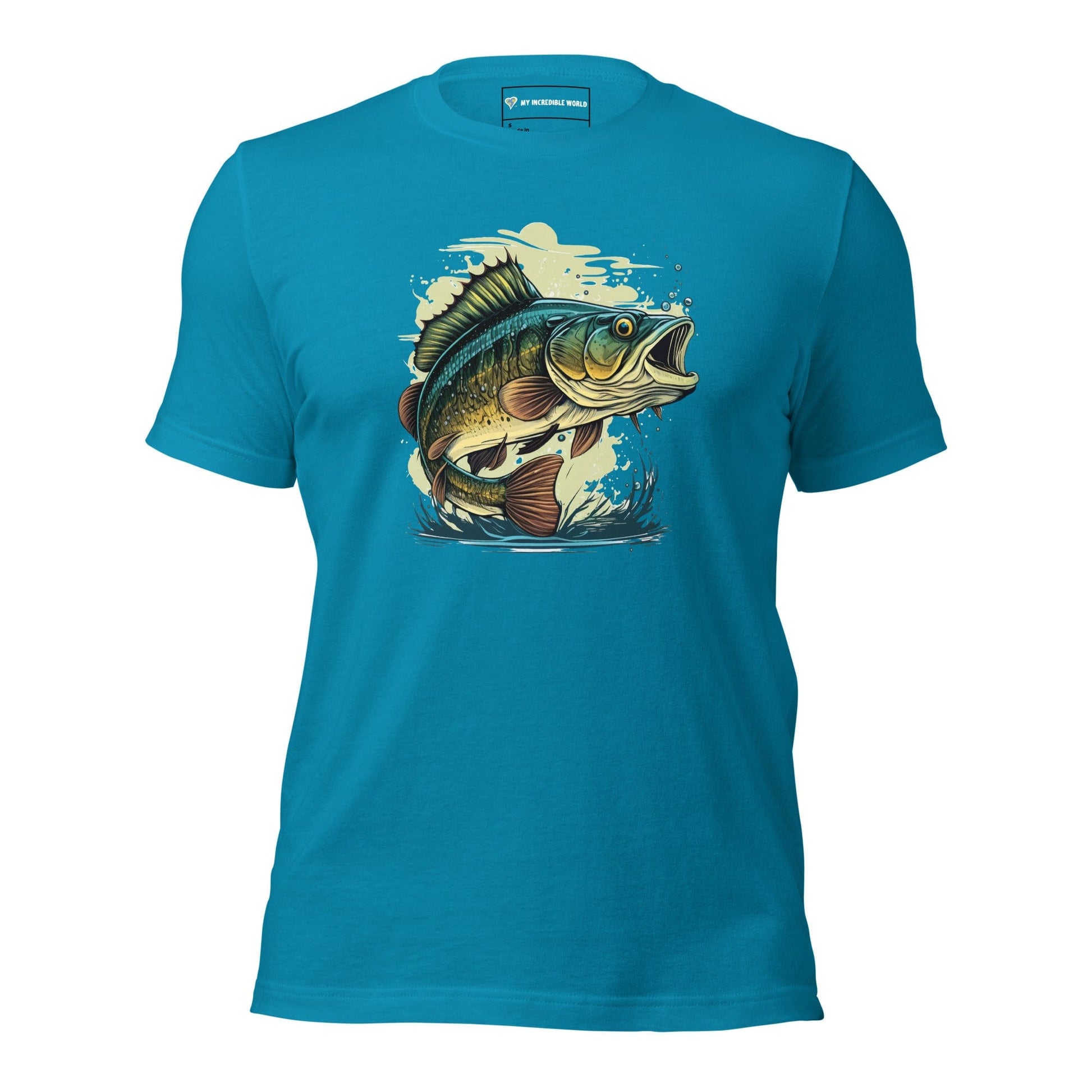 The Mighty Bass - Bass Fish / Fisherman T-Shirt (Adult Unisex) Aqua / S