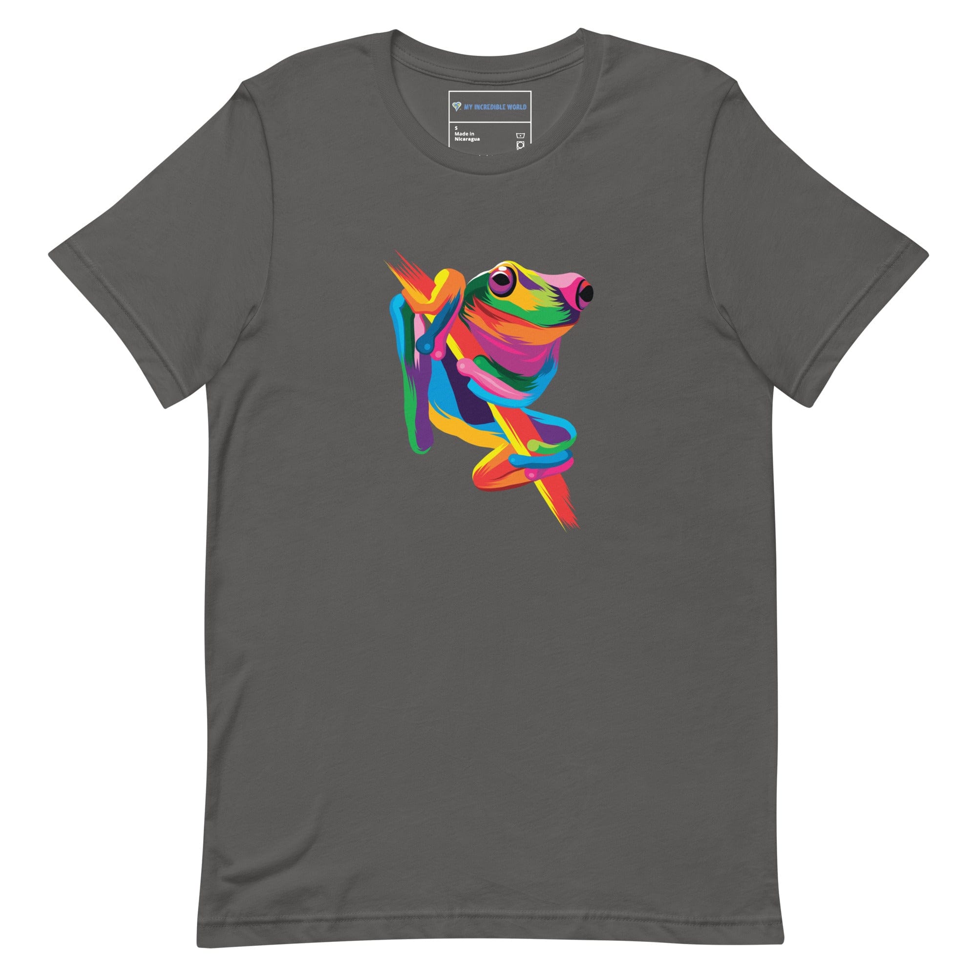 "Rainbow Tree Frog" Tree Frog T-Shirt (Adult Unisex) (The Rainbow Collection) Asphalt / S