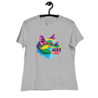 "Rainbow Cat" Cat Profile T-Shirt (Women's) (The Rainbow Collection) Athletic Heather / S