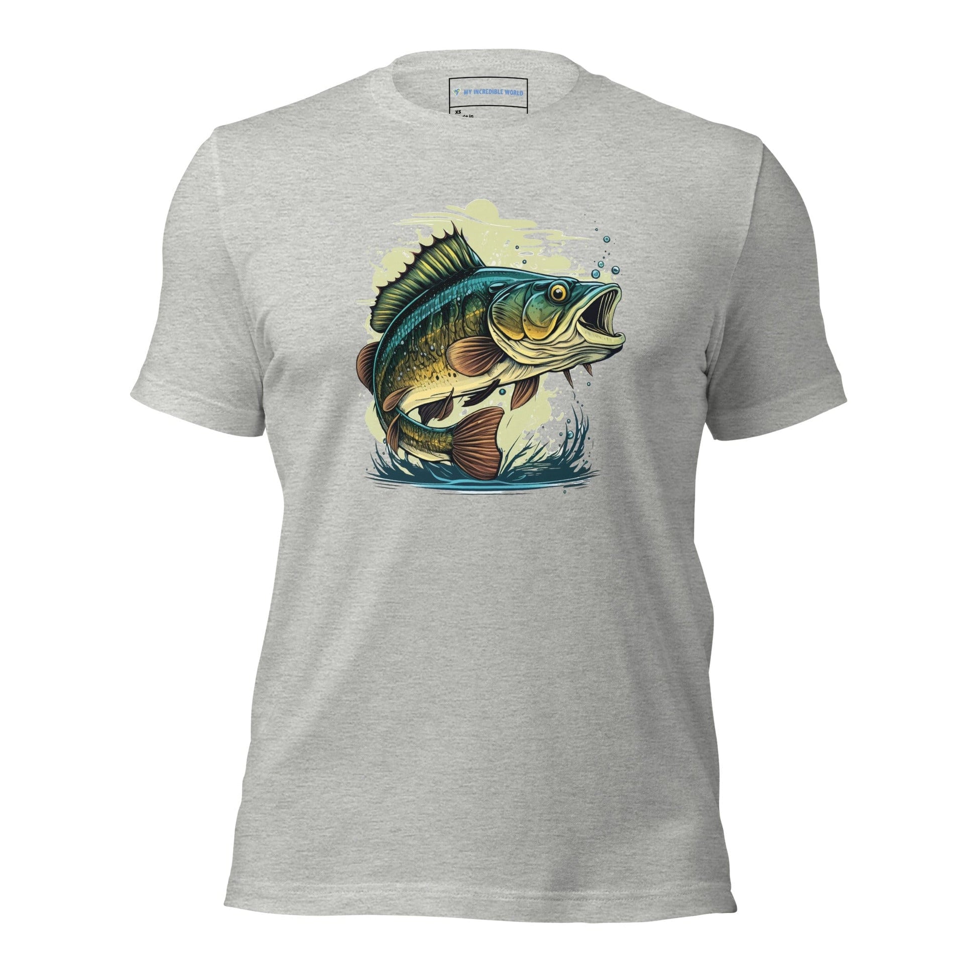 The Mighty Bass - Bass Fish / Fisherman T-Shirt (Adult Unisex) Athletic Heather / XS