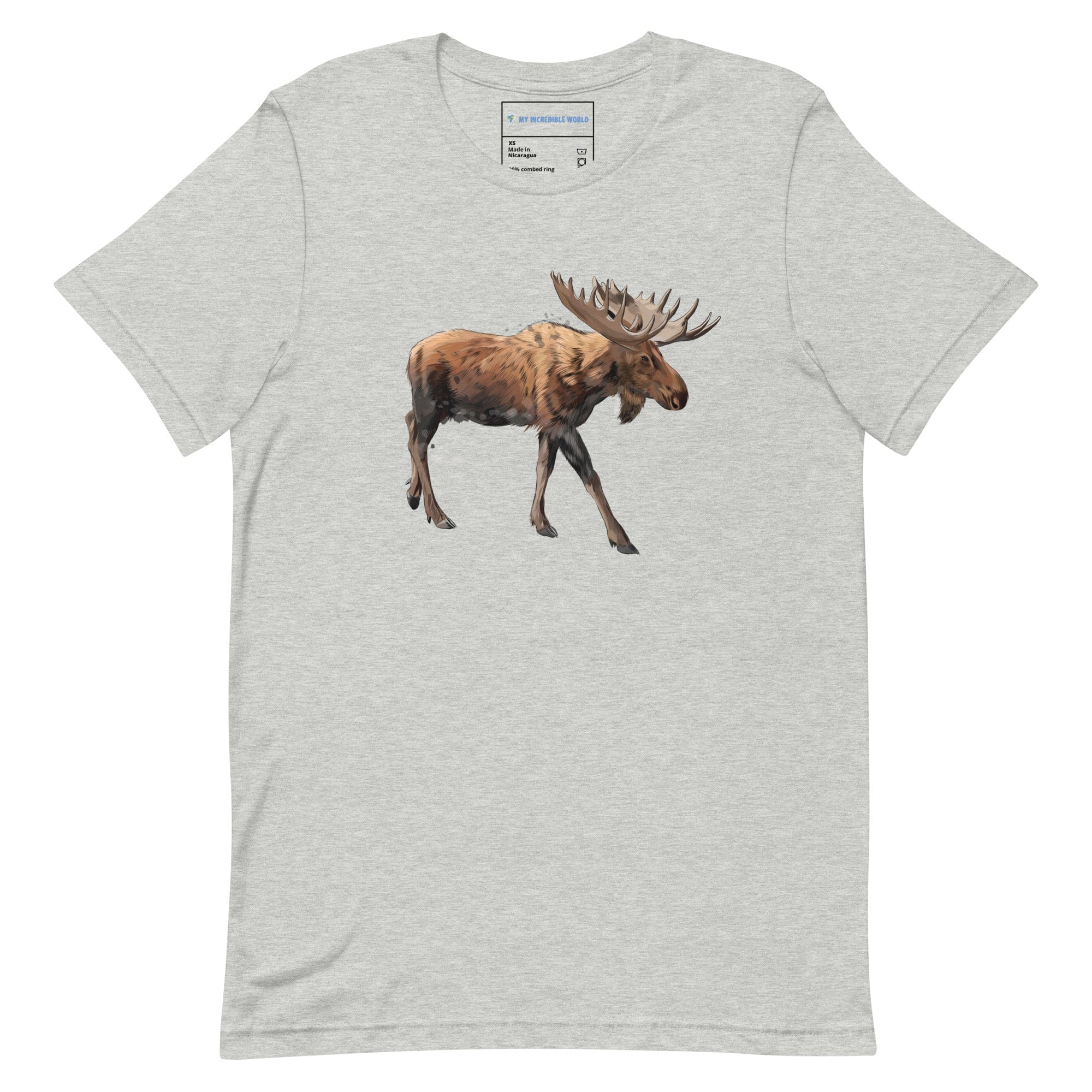 "Watercolor Moose" Moose T-Shirt (Adult Unisex) Athletic Heather / XS