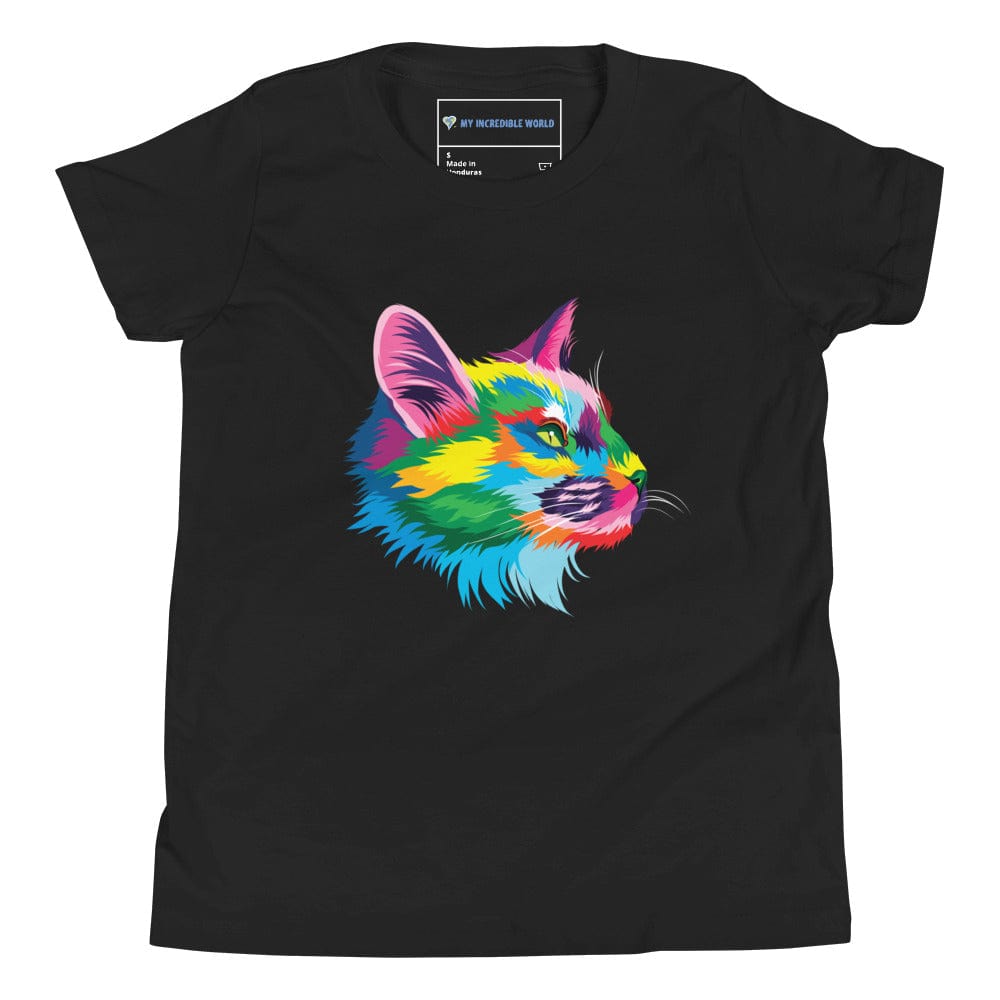 "Rainbow Cat" Cat Profile T-Shirt (Women's) (The Rainbow Collection) Black / S