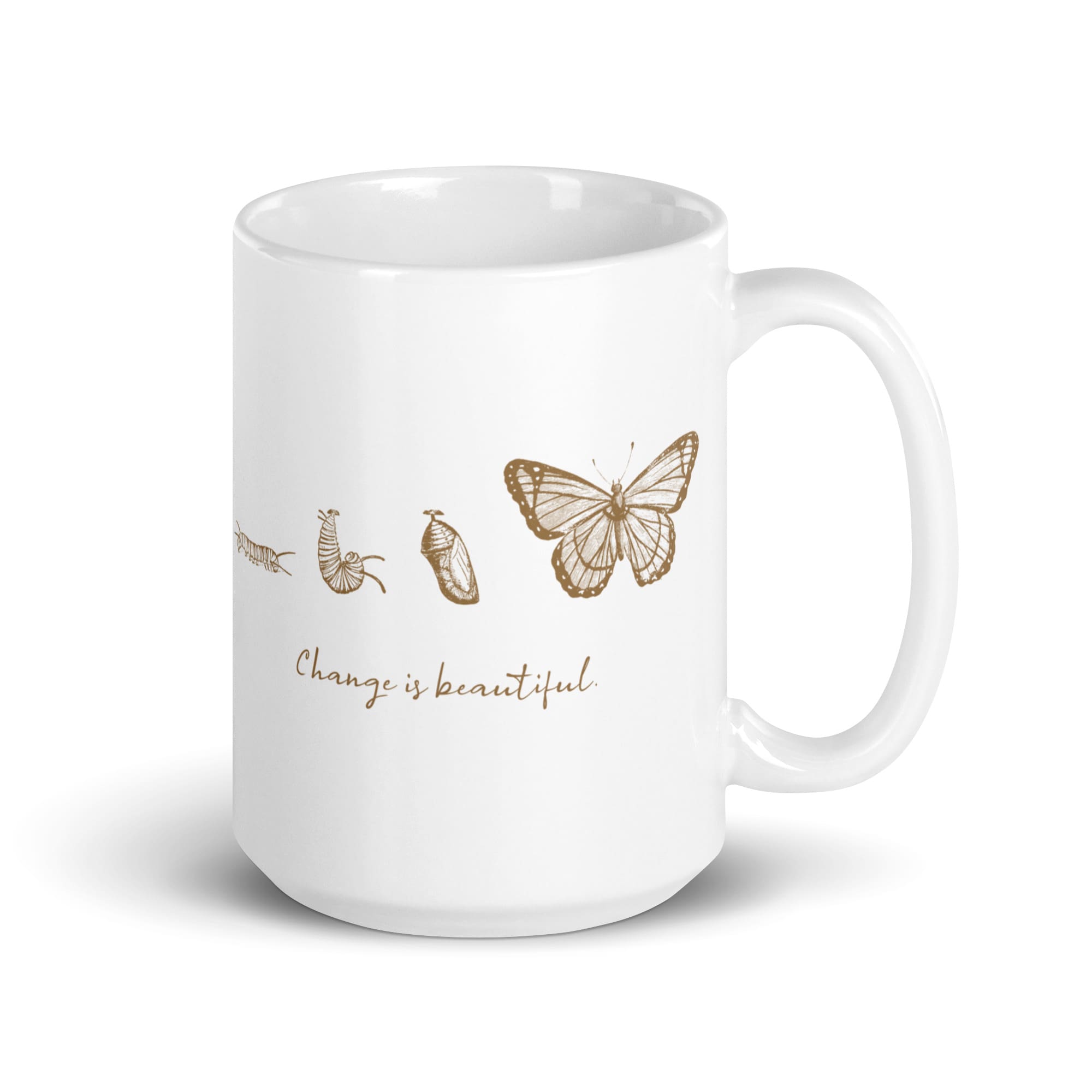 "Change is Beautiful" Butterfly Metamorphosis Coffee Mug 15oz