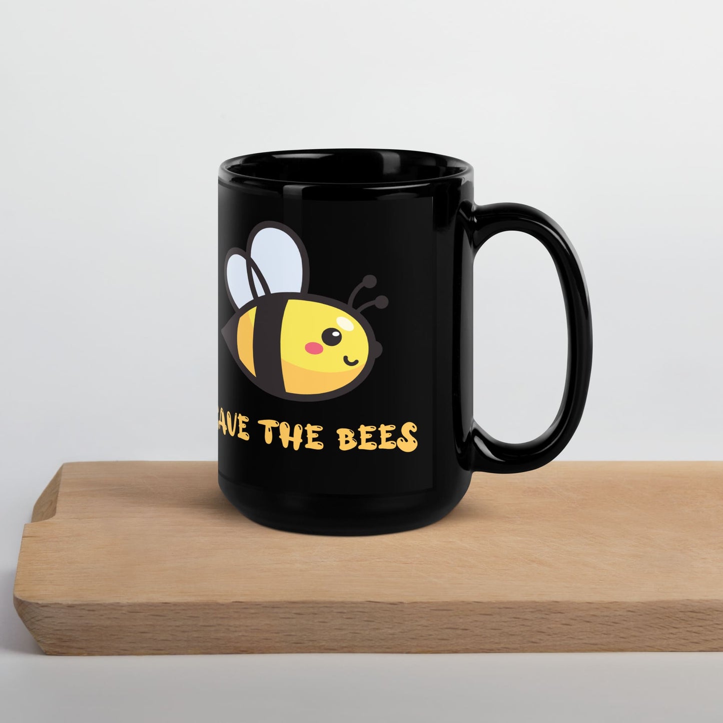 "Save the Bees" Black Coffee Mug 15oz