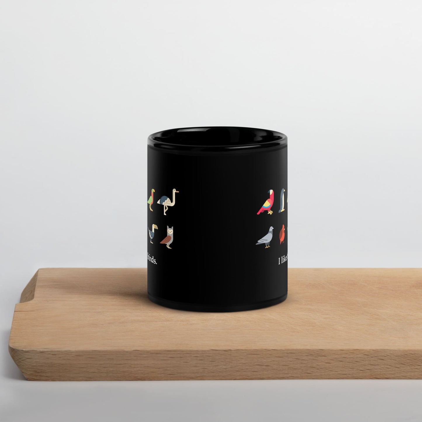 "I Like Birds" Black Coffee Mug