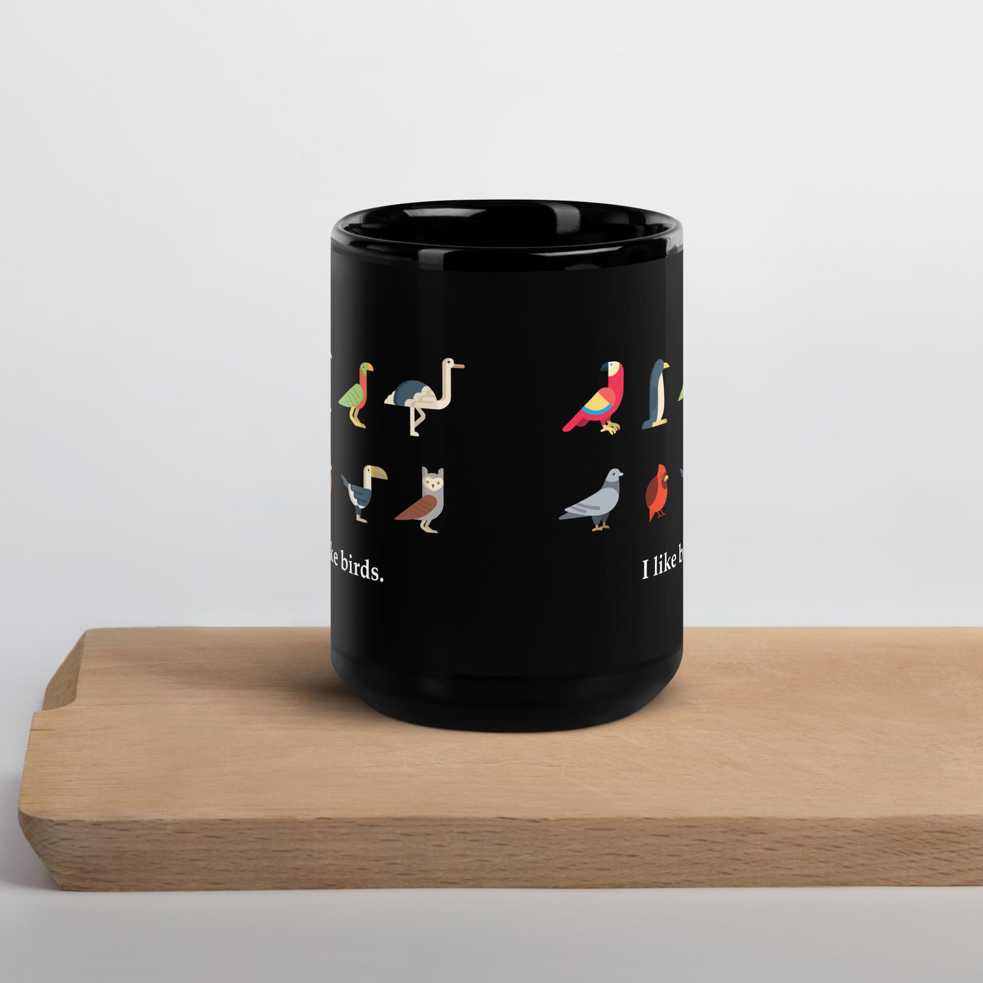 "I Like Birds" Black Coffee Mug