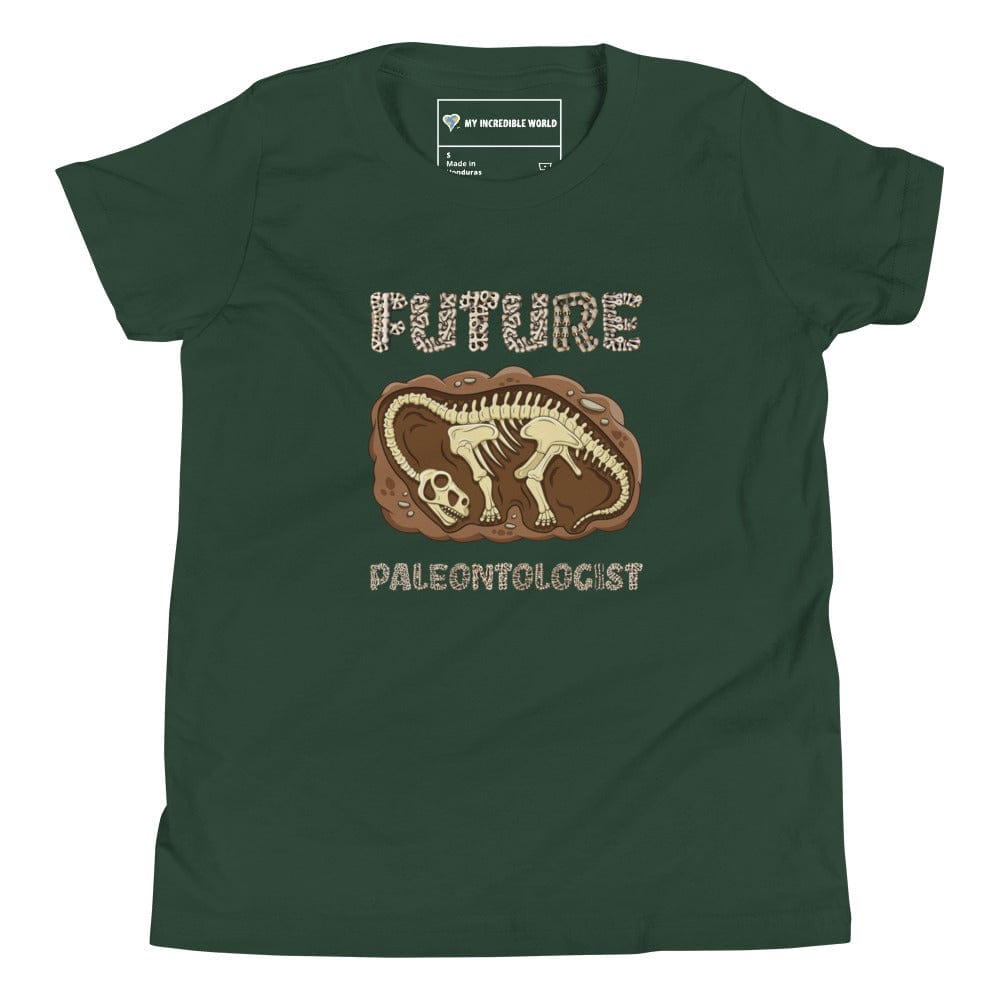 "Future Paleontologist" Dinosaur Bones T-Shirt for Kids (Youth/Kids) Forest / S