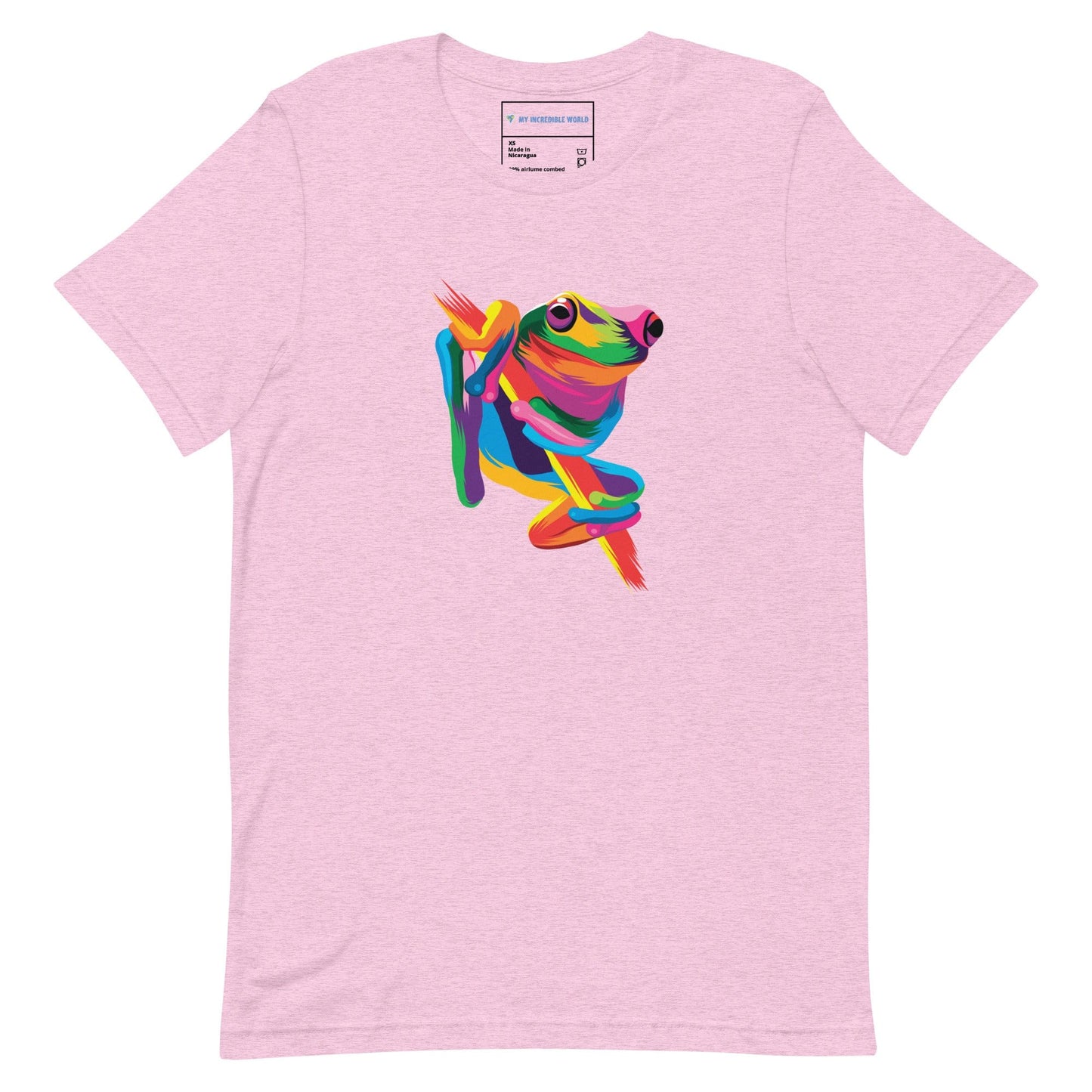 "Rainbow Tree Frog" Tree Frog T-Shirt (Adult Unisex) (The Rainbow Collection) Heather Prism Lilac / XS