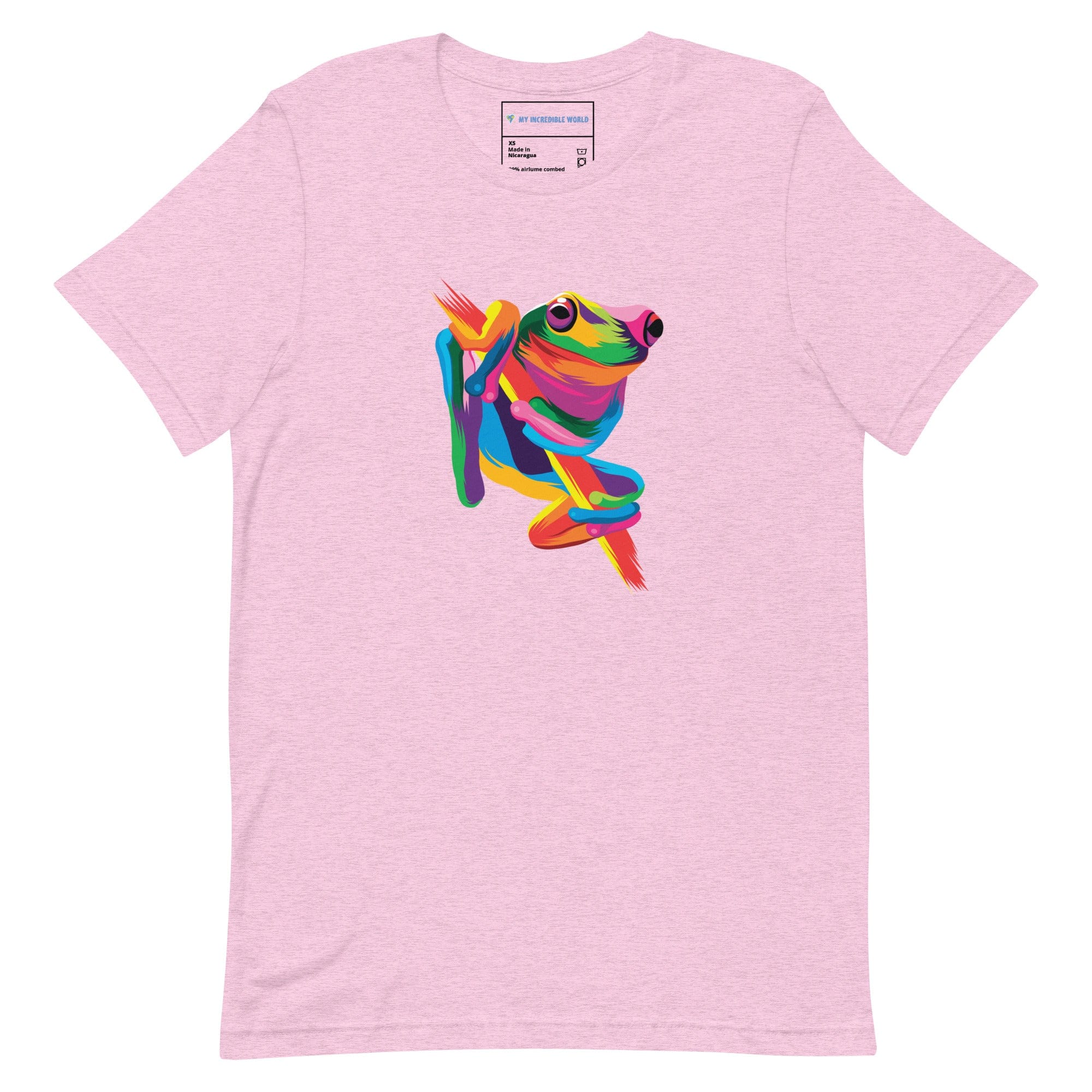 "Rainbow Tree Frog" Tree Frog T-Shirt (Adult Unisex) (The Rainbow Collection) Heather Prism Lilac / XS