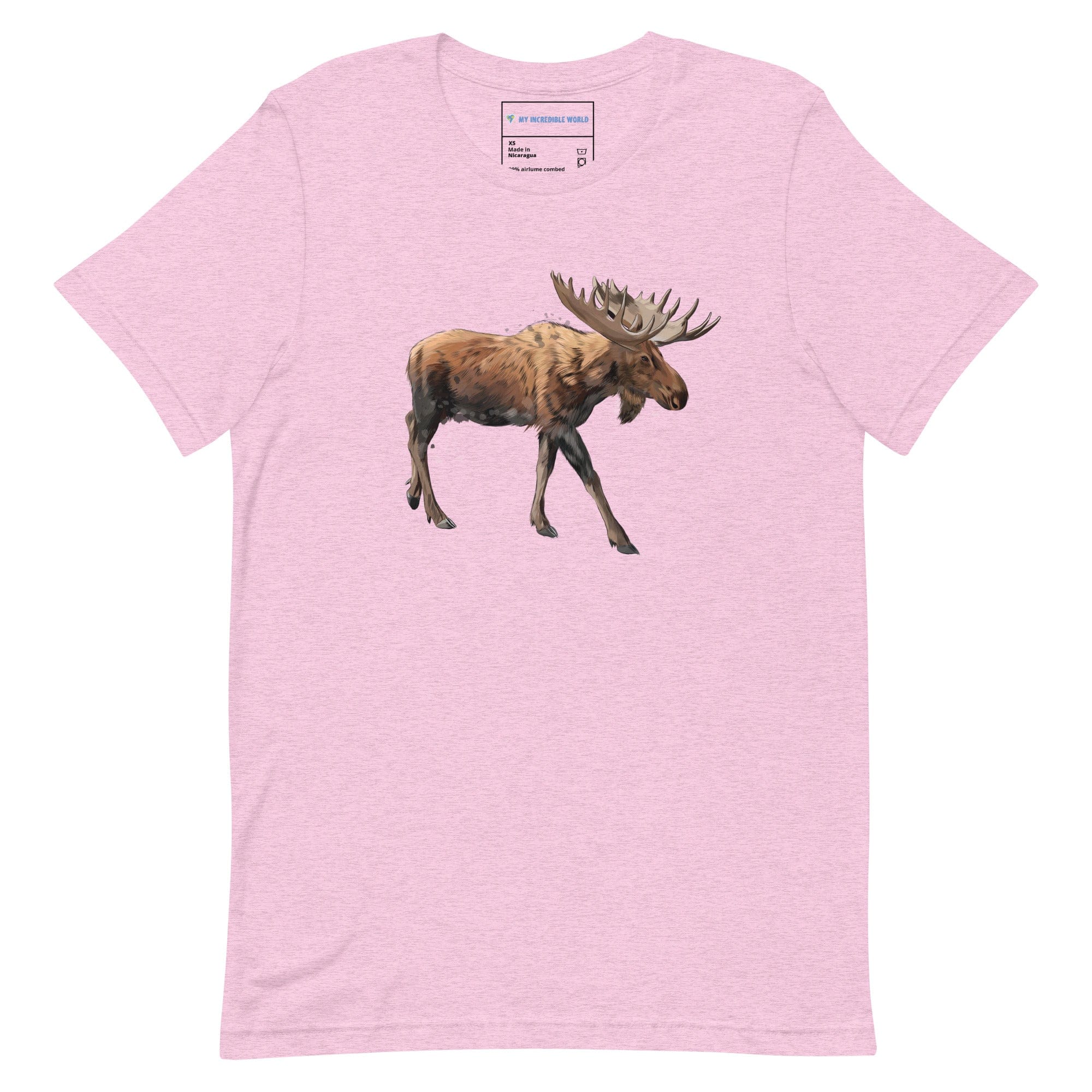 "Watercolor Moose" Moose T-Shirt (Adult Unisex) Heather Prism Lilac / XS