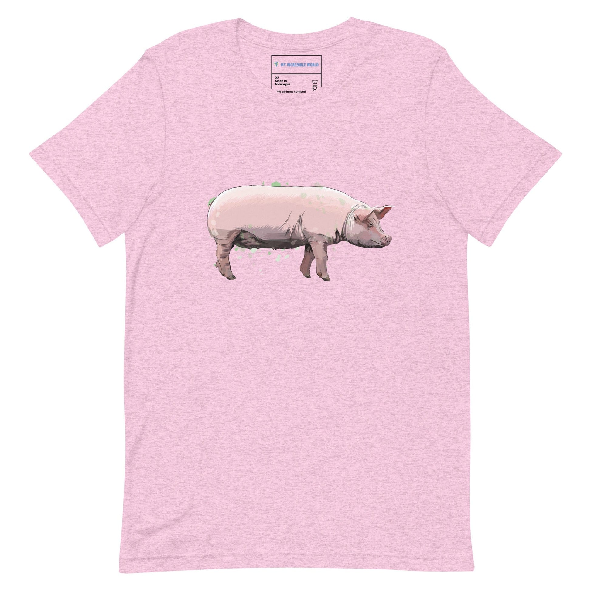 "Watercolor Pig" Pig T-Shirt (Adult Unisex) Heather Prism Lilac / XS