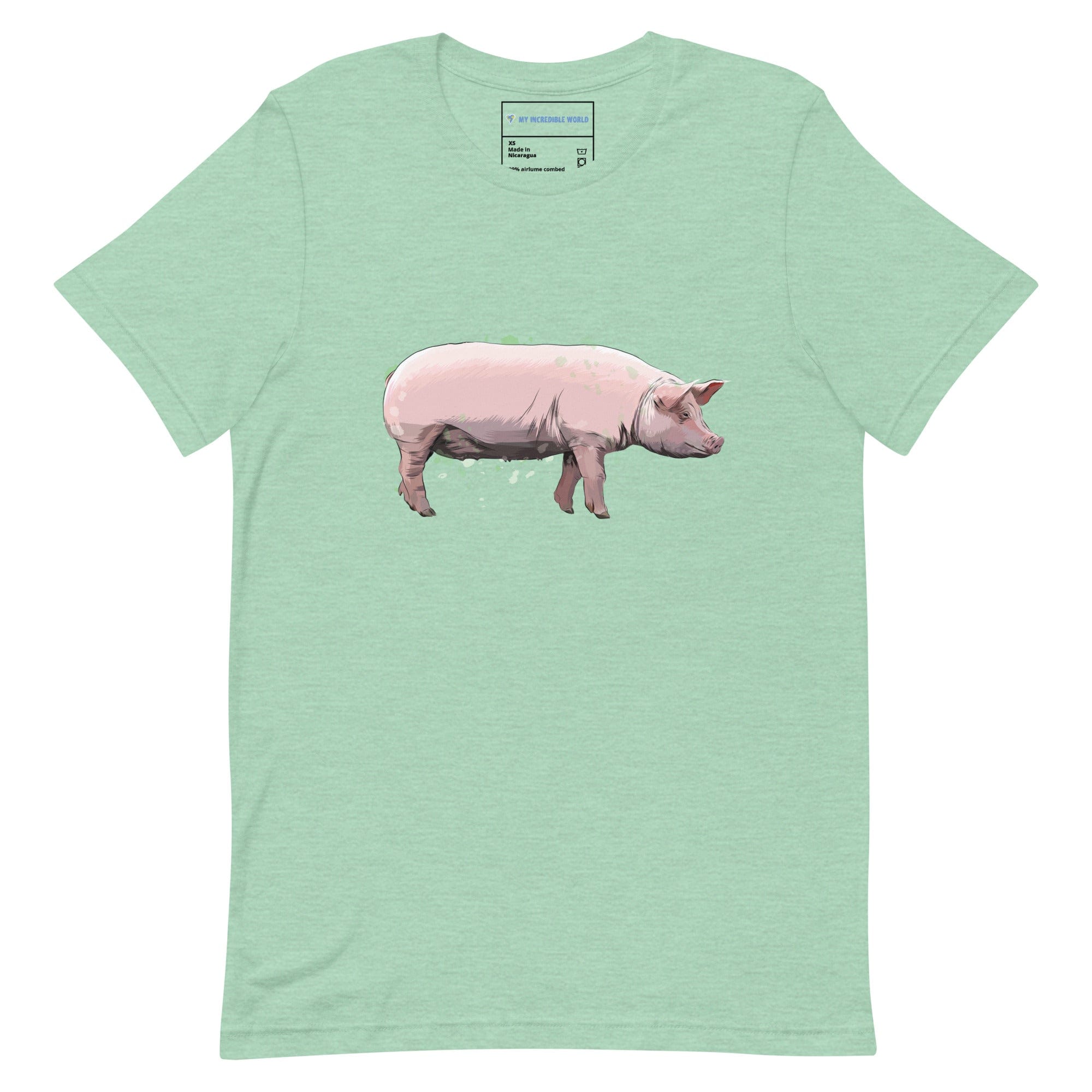 "Watercolor Pig" Pig T-Shirt (Adult Unisex) Heather Prism Mint / XS