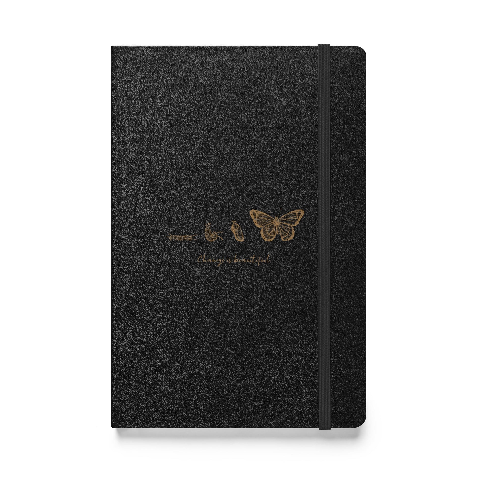 "Change is Beautiful" Butterfly Metamorphosis Hardcover Journal / Notebook Black