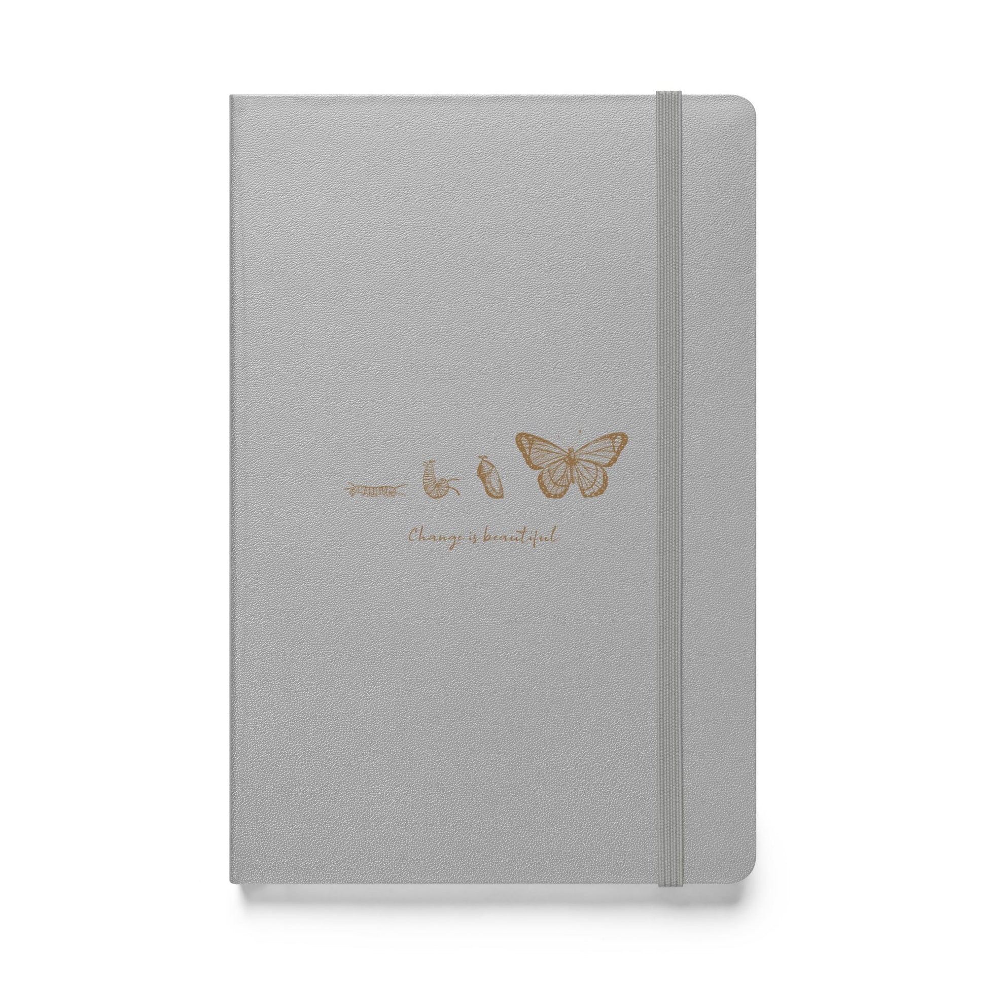 "Change is Beautiful" Butterfly Metamorphosis Hardcover Journal / Notebook Silver