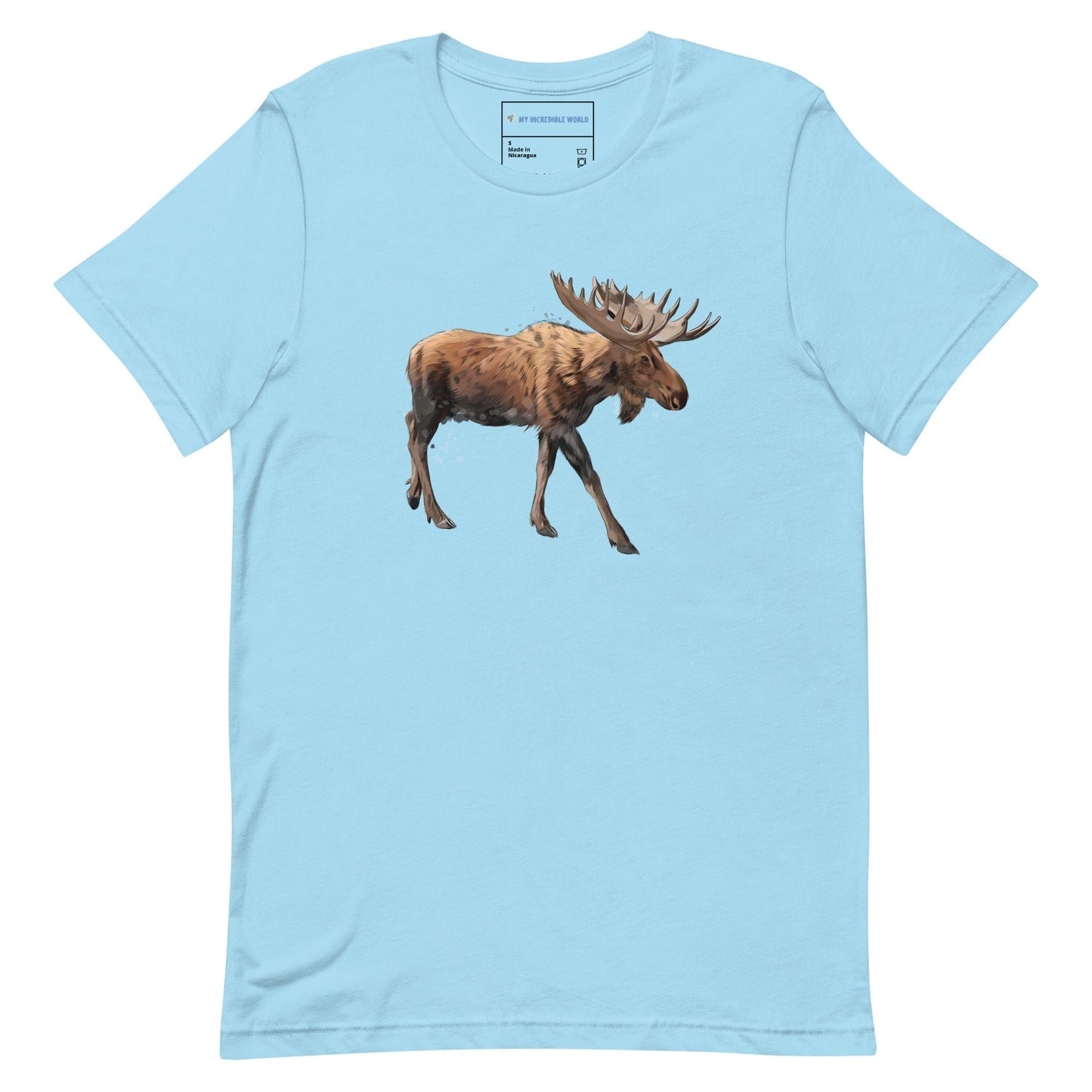 "Watercolor Moose" Moose T-Shirt (Adult Unisex) Ocean Blue / S