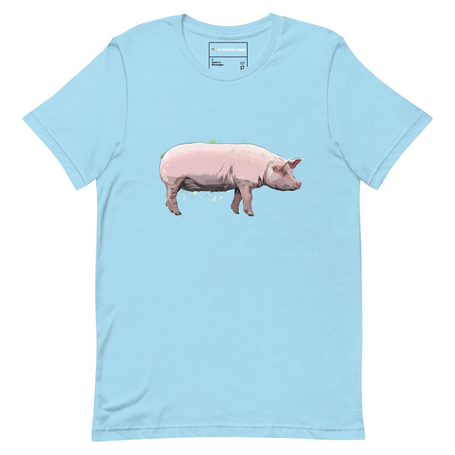 "Watercolor Pig" Pig T-Shirt (Adult Unisex) Ocean Blue / S