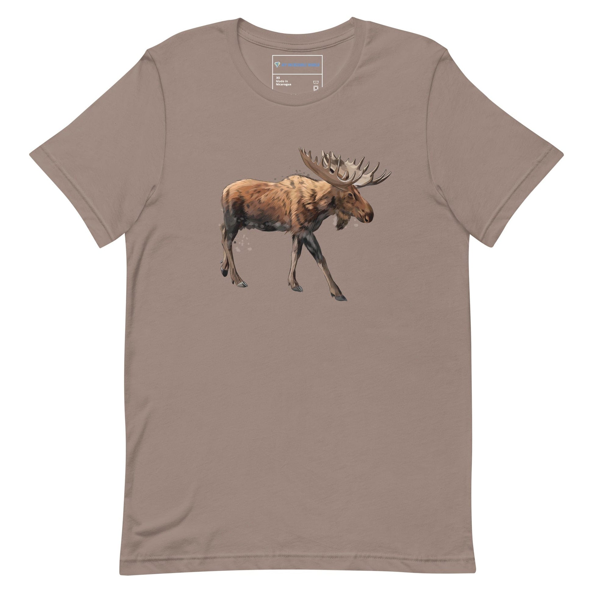 "Watercolor Moose" Moose T-Shirt (Adult Unisex) Pebble / XS