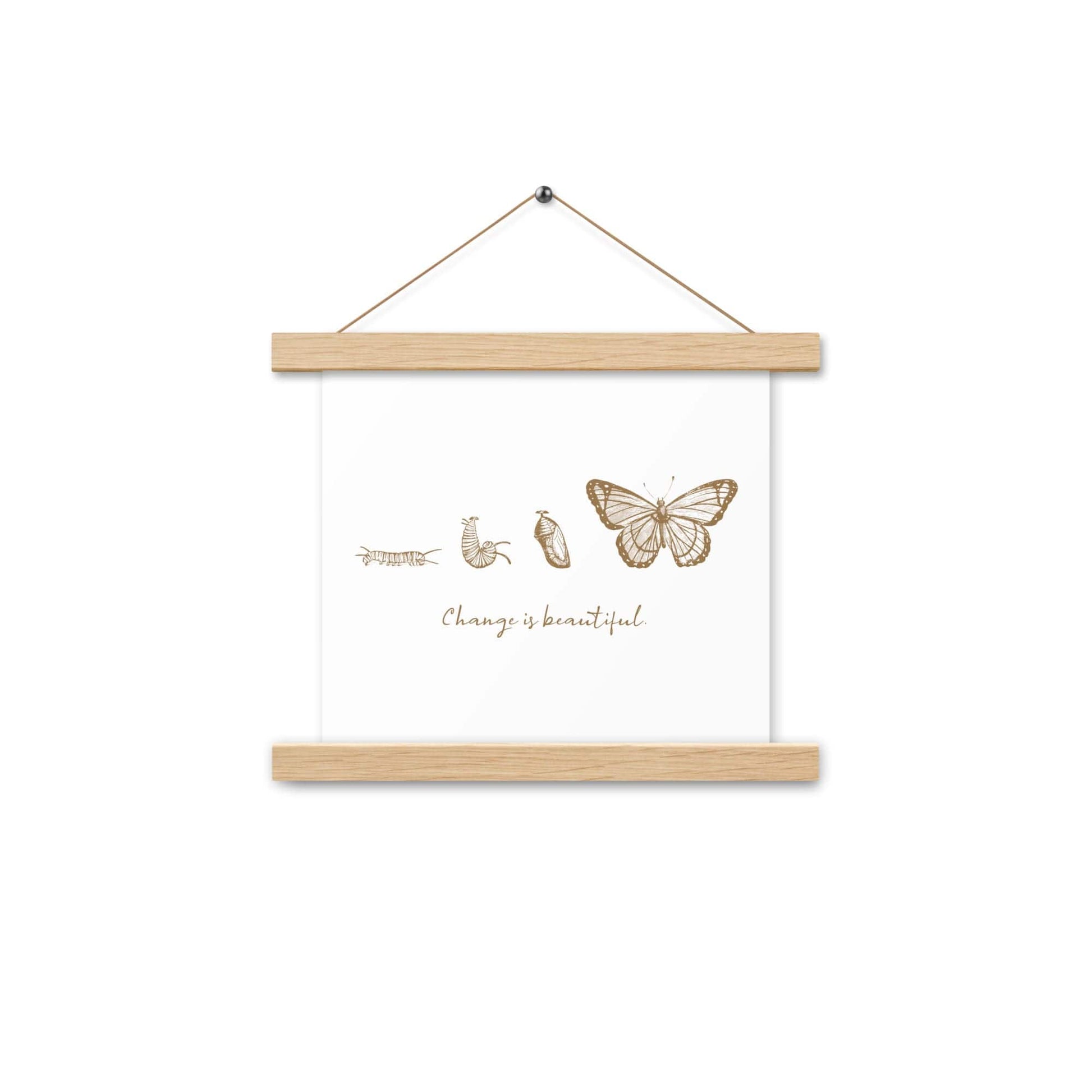 "Change is Beautiful" Butterfly Metamorphosis Poster with Hangers 10×10