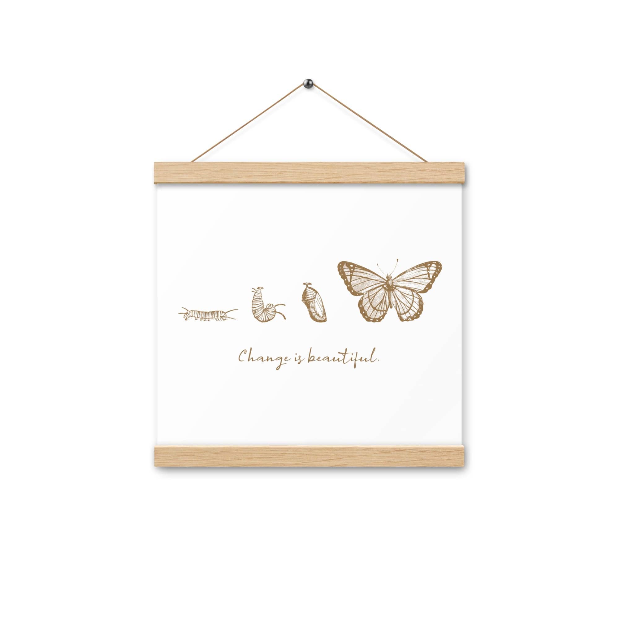 "Change is Beautiful" Butterfly Metamorphosis Poster with Hangers 12×12