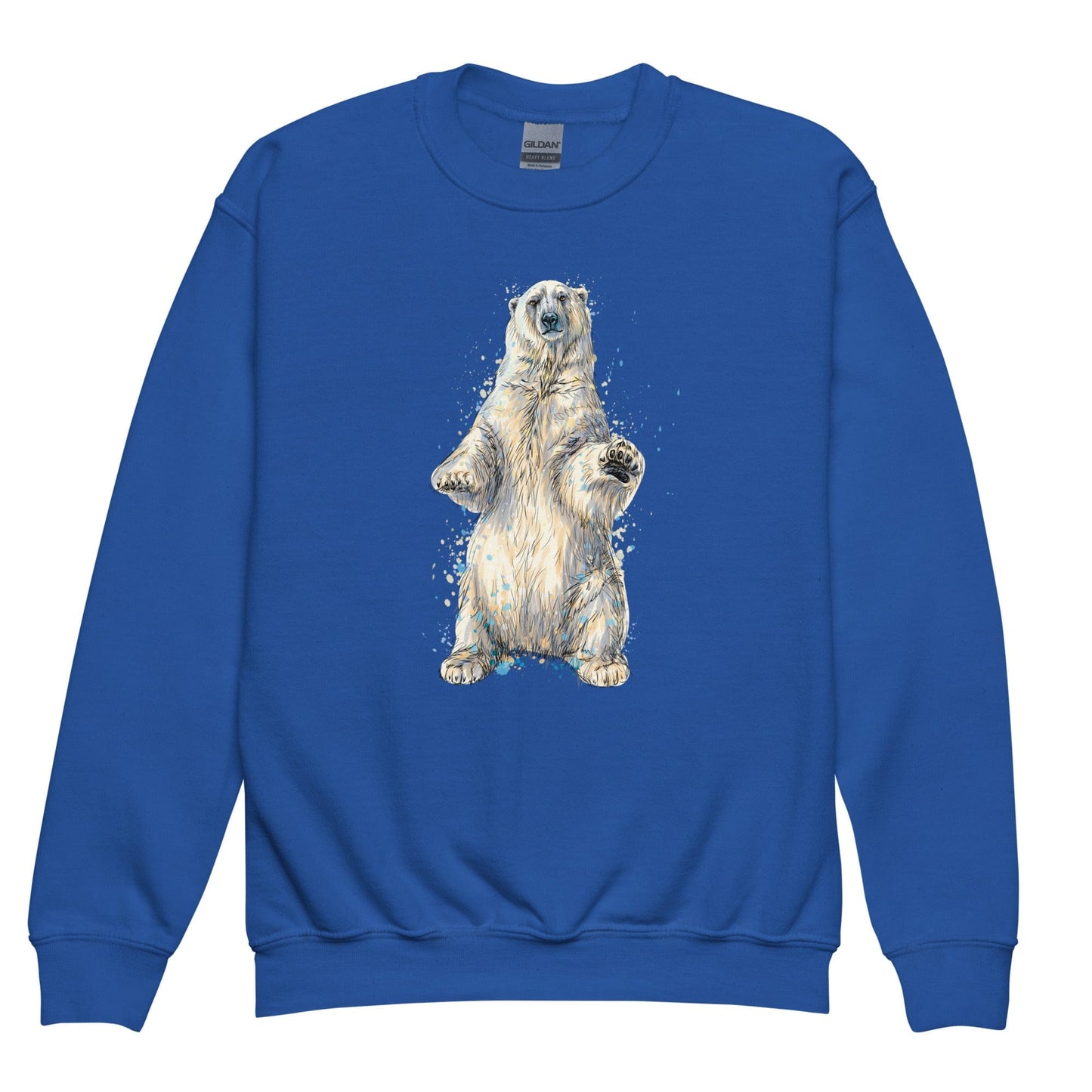 "Watercolor Polar Bear" Polar Bear Sweatshirt (Youth/Kids) Royal / XS