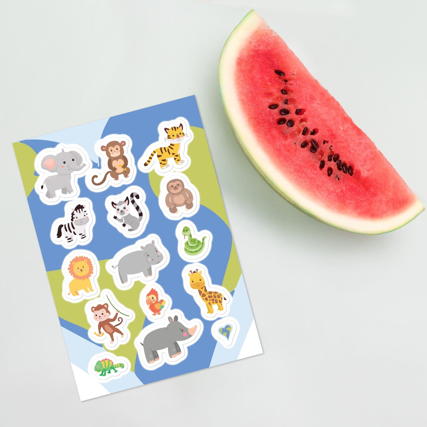 Cute Jungle Animals Sticker Sheet