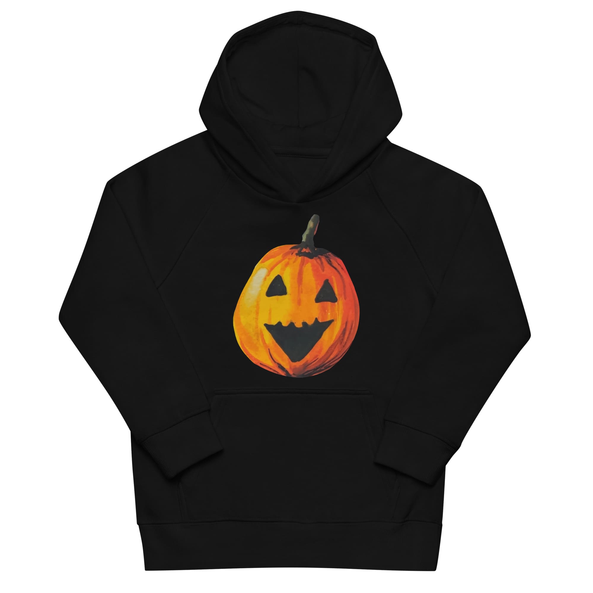 "Watercolor Jack-o-Lantern" Eco Hoodie (Youth/Kids) Black / 4Y