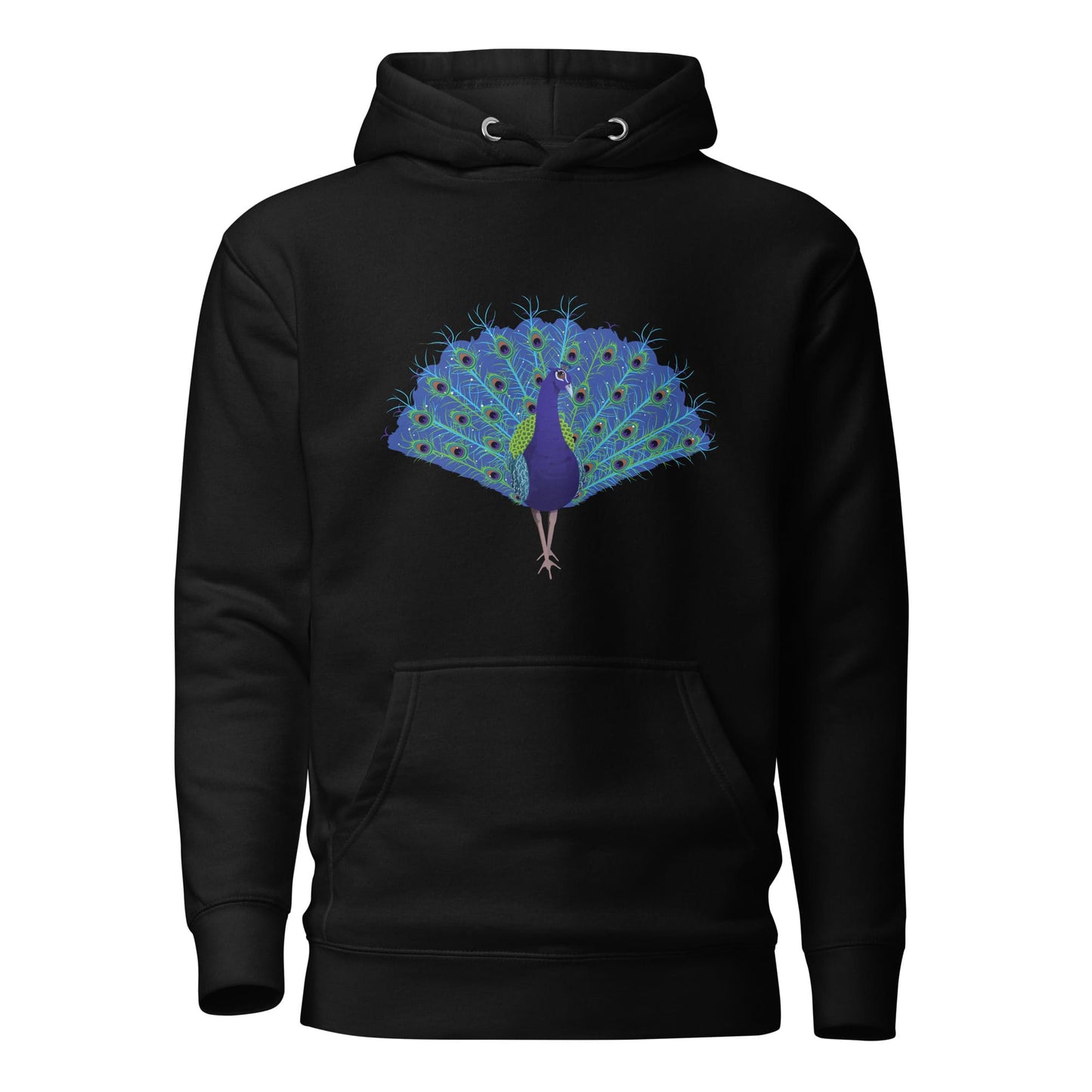 "Strut Your Stuff" Peacock Hoodie (Unisex) Black / S