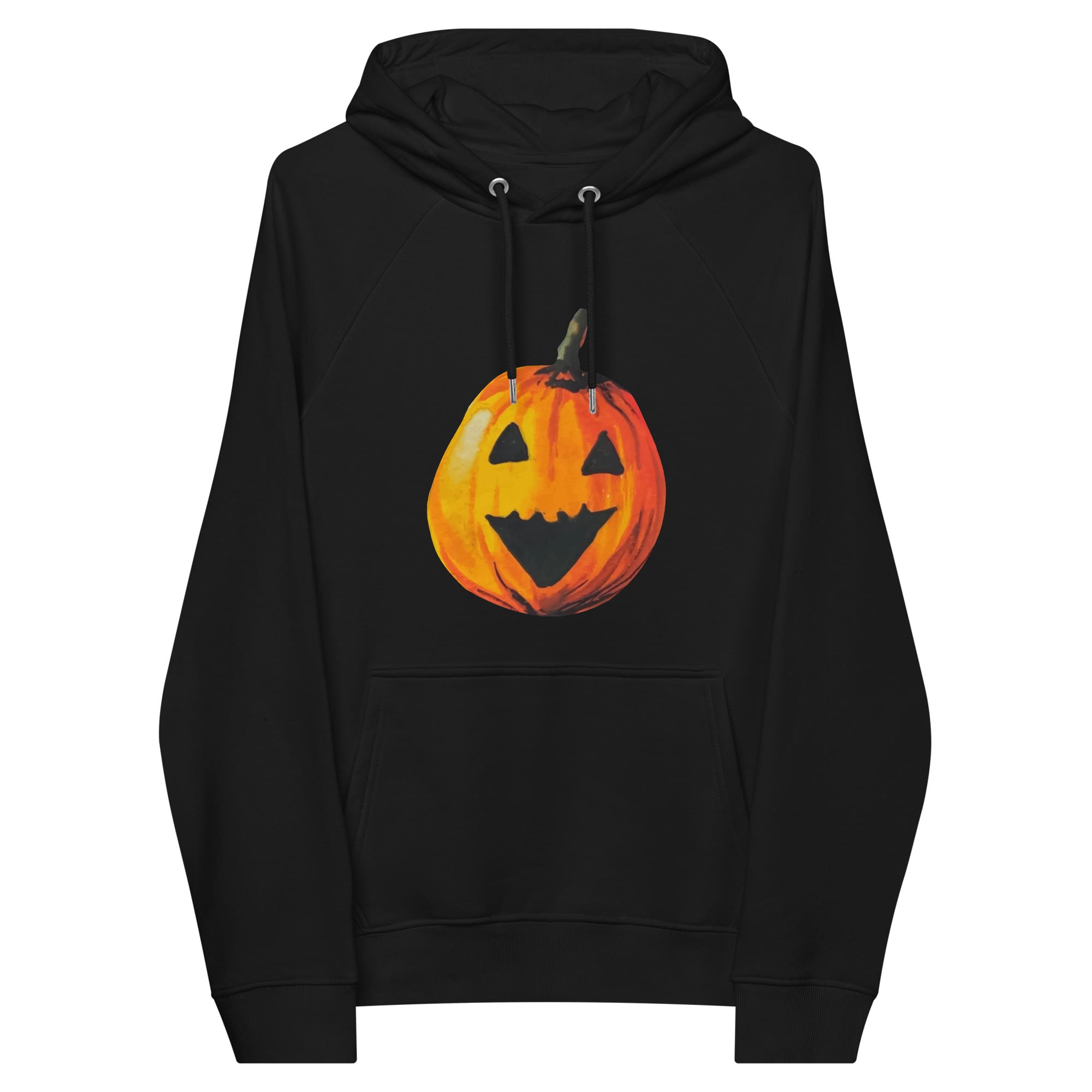 "Watercolor Jack-o-Lantern" Pumpkin Hoodie (Adult Unisex) Black / XS