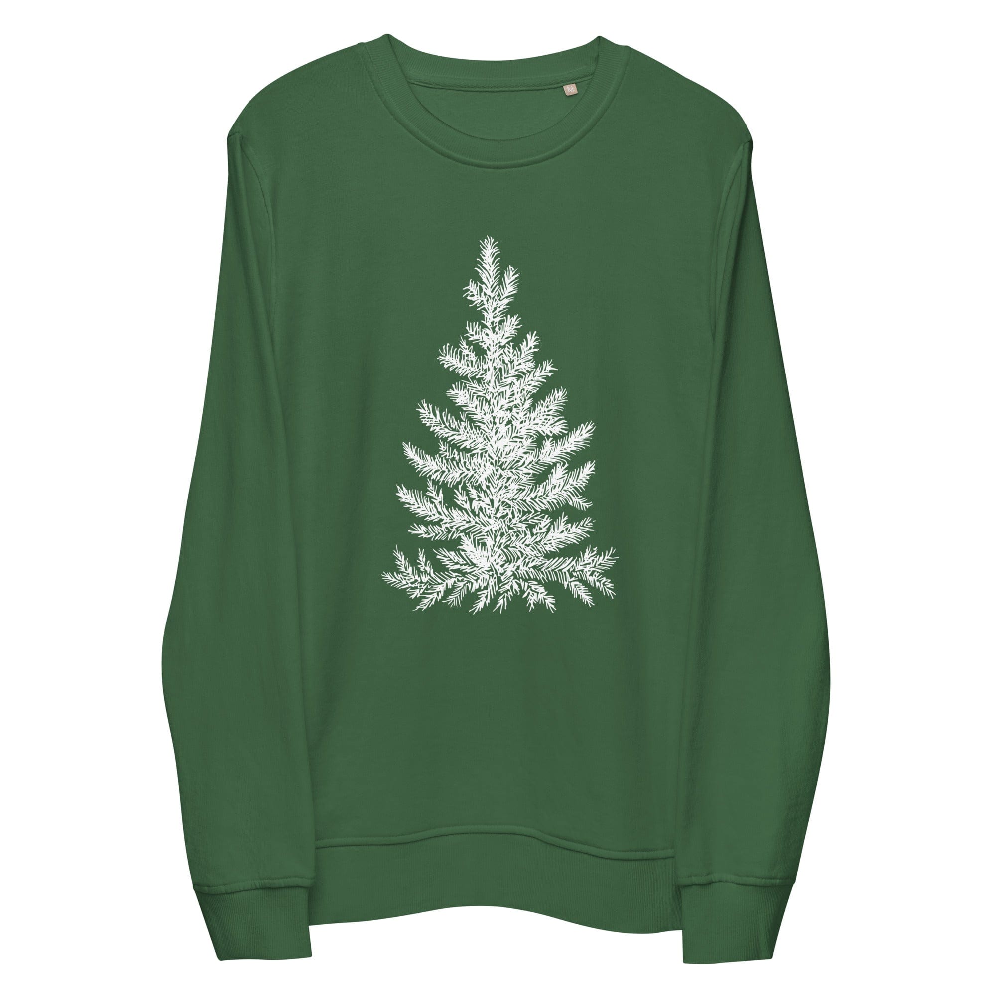 Christmas Tree Sketch Sweatshirt - Organic (Adult Unisex) Bottle Green / S