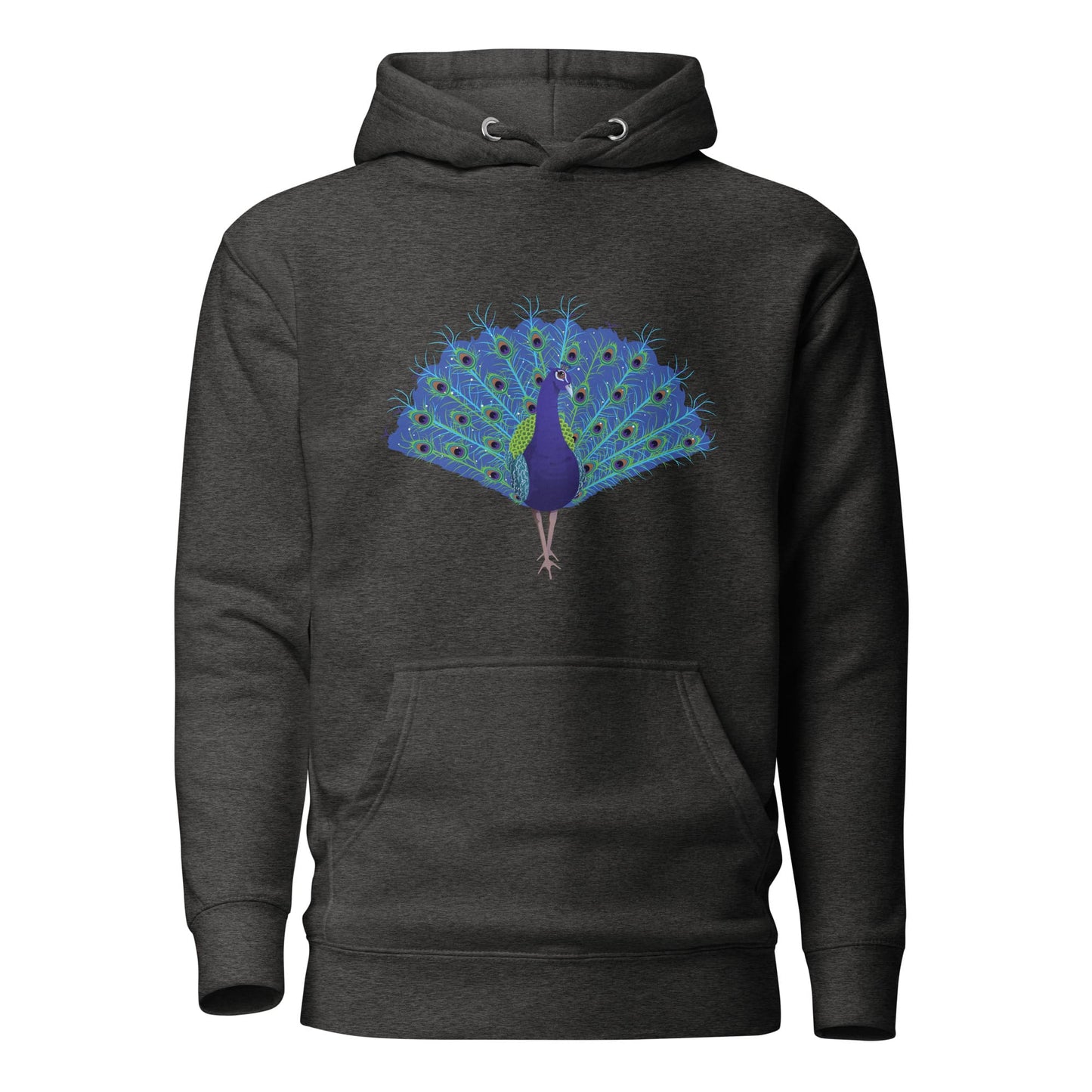 "Strut Your Stuff" Peacock Hoodie (Unisex) Charcoal Heather / S