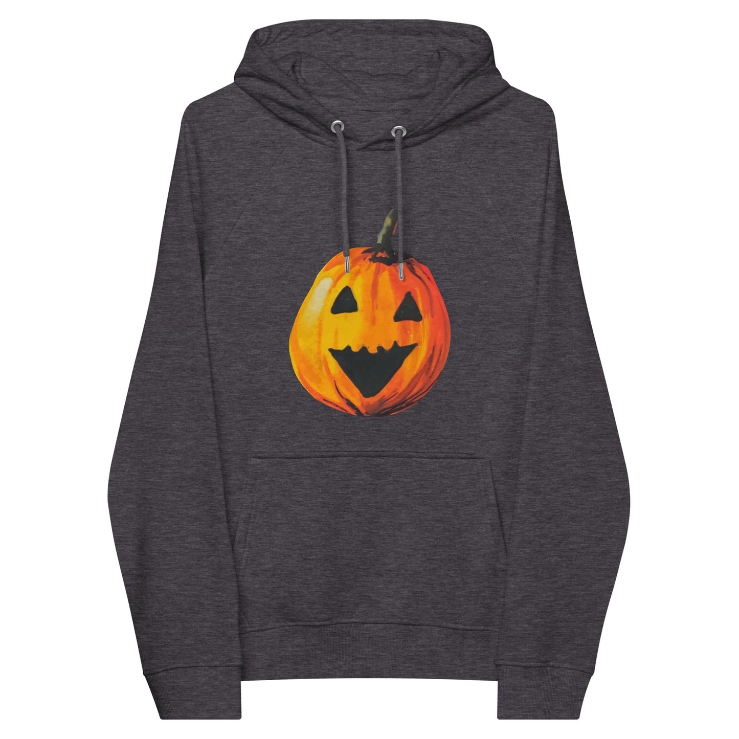 "Watercolor Jack-o-Lantern" Pumpkin Hoodie (Adult Unisex) Charcoal Melange / XS