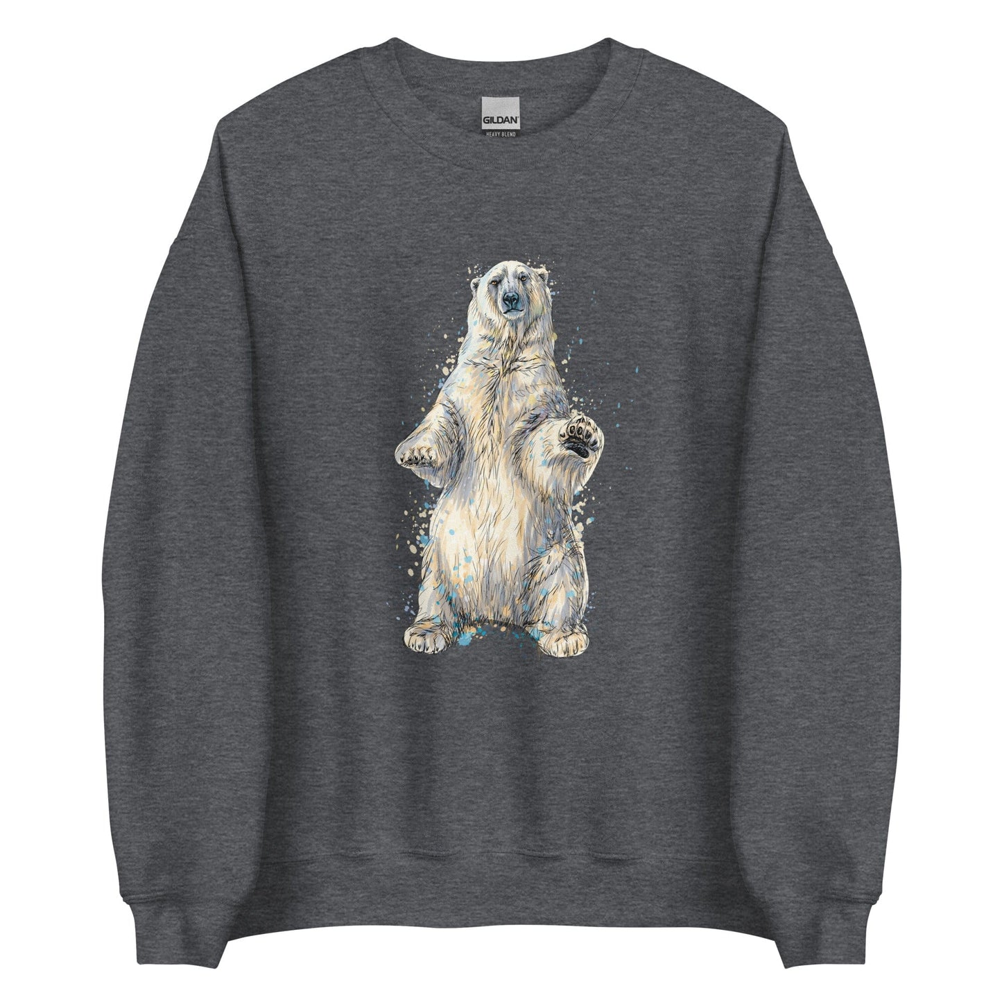 "Watercolor Polar Bear" Polar Bear Sweatshirt (Adult Unisex) Dark Heather / S