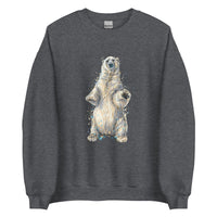 "Watercolor Polar Bear" Polar Bear Sweatshirt (Adult Unisex) Dark Heather / S