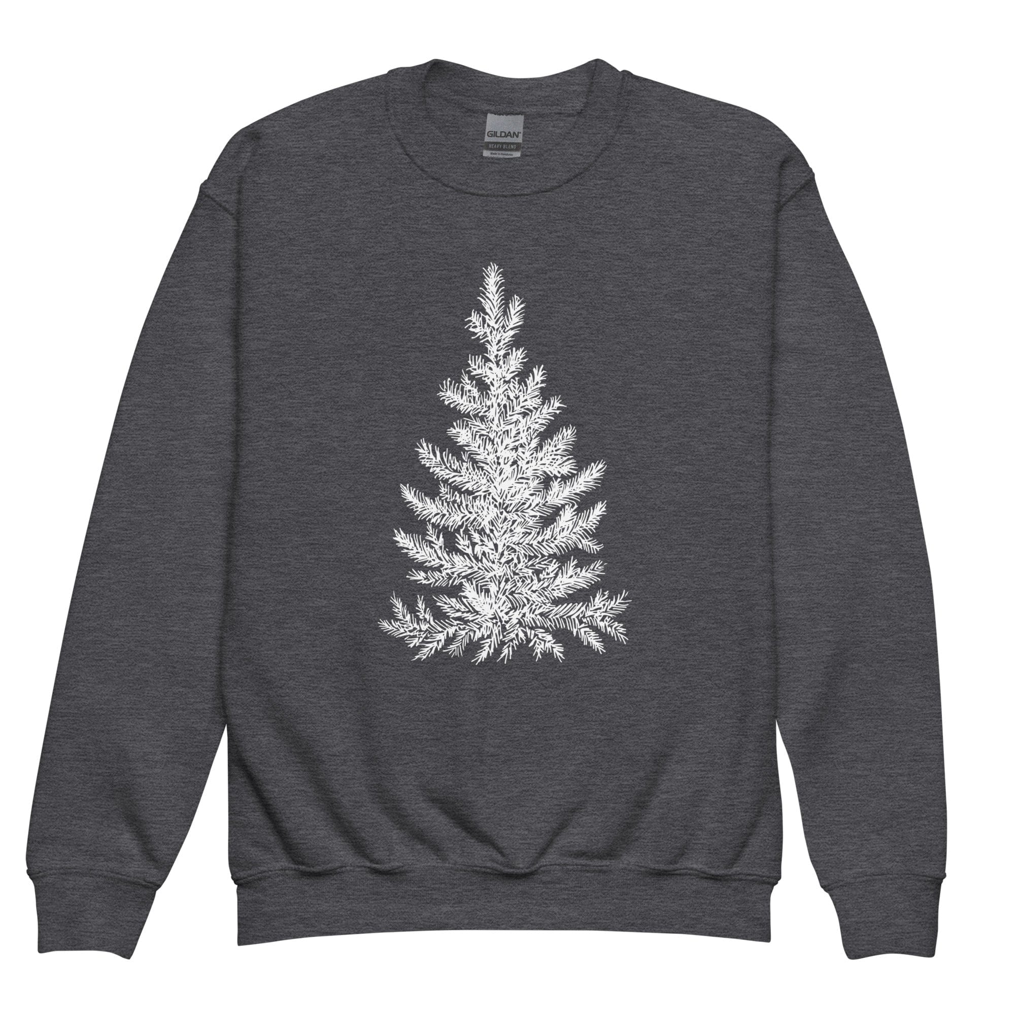 Christmas Tree Sketch Sweatshirt (Kids/Youth Unisex) Dark Heather / XS