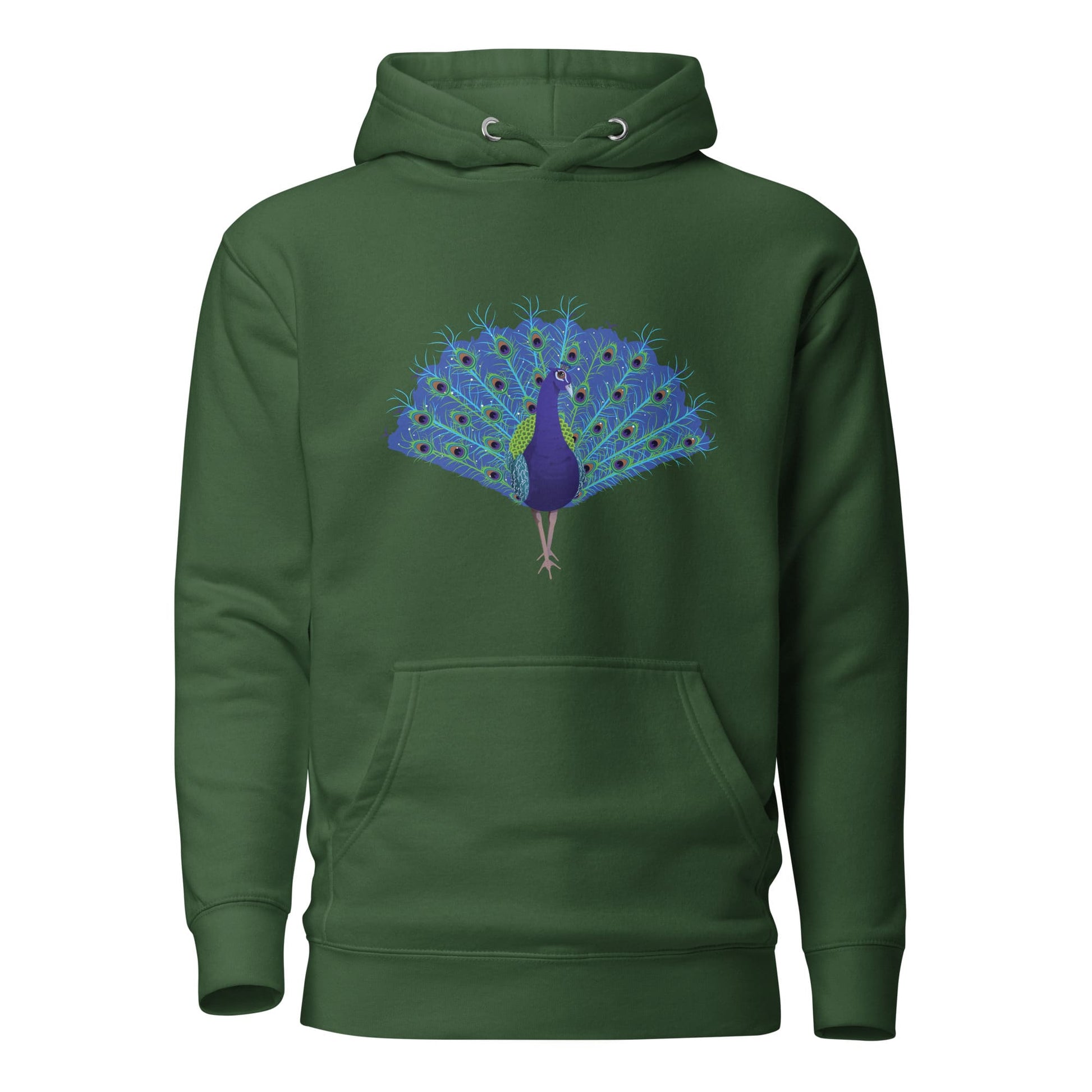 "Strut Your Stuff" Peacock Hoodie (Unisex) Forest Green / S