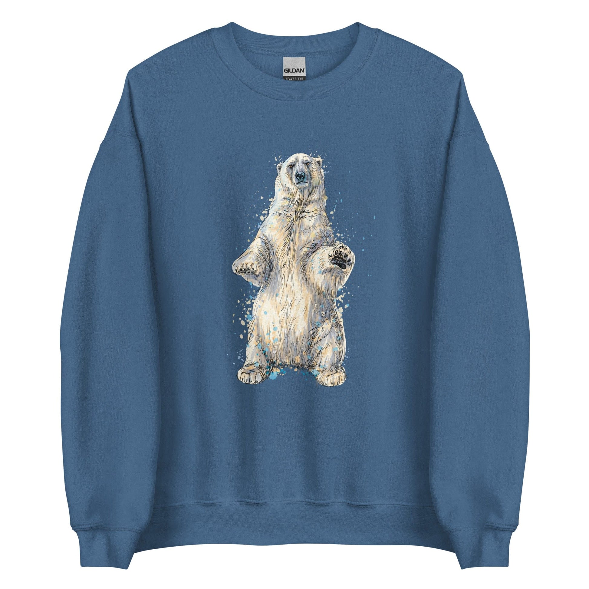 "Watercolor Polar Bear" Polar Bear Sweatshirt (Adult Unisex) Indigo Blue / S