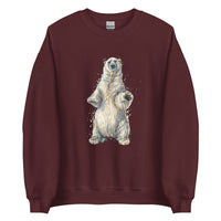 "Watercolor Polar Bear" Polar Bear Sweatshirt (Adult Unisex) Maroon / S