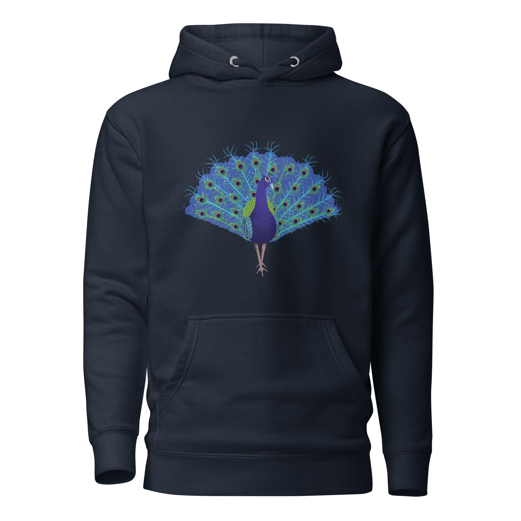 "Strut Your Stuff" Peacock Hoodie (Unisex) Navy Blazer / S