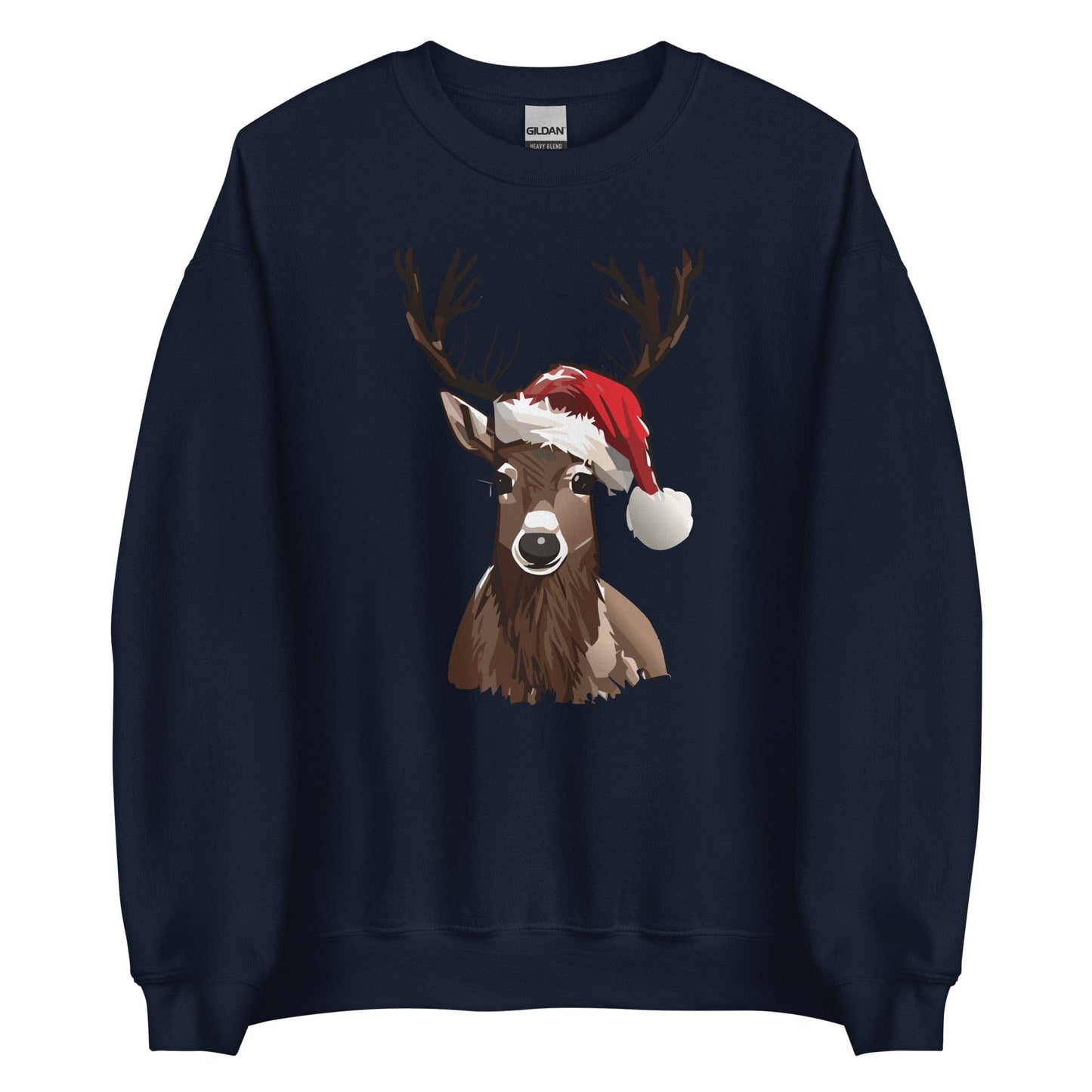 "Christmas Reindeer" Reindeer Sweatshirt (Adult Unisex) Navy / S