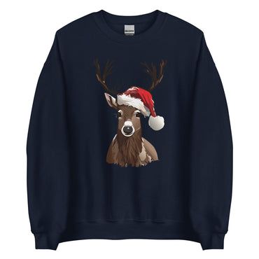 "Christmas Reindeer" Reindeer Sweatshirt (Adult Unisex) Navy / S