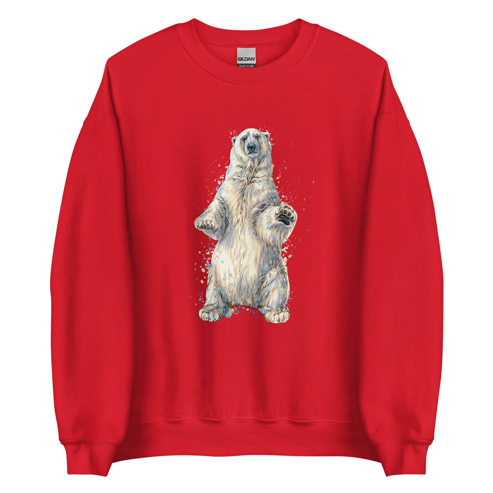 "Watercolor Polar Bear" Polar Bear Sweatshirt (Adult Unisex) Red / S