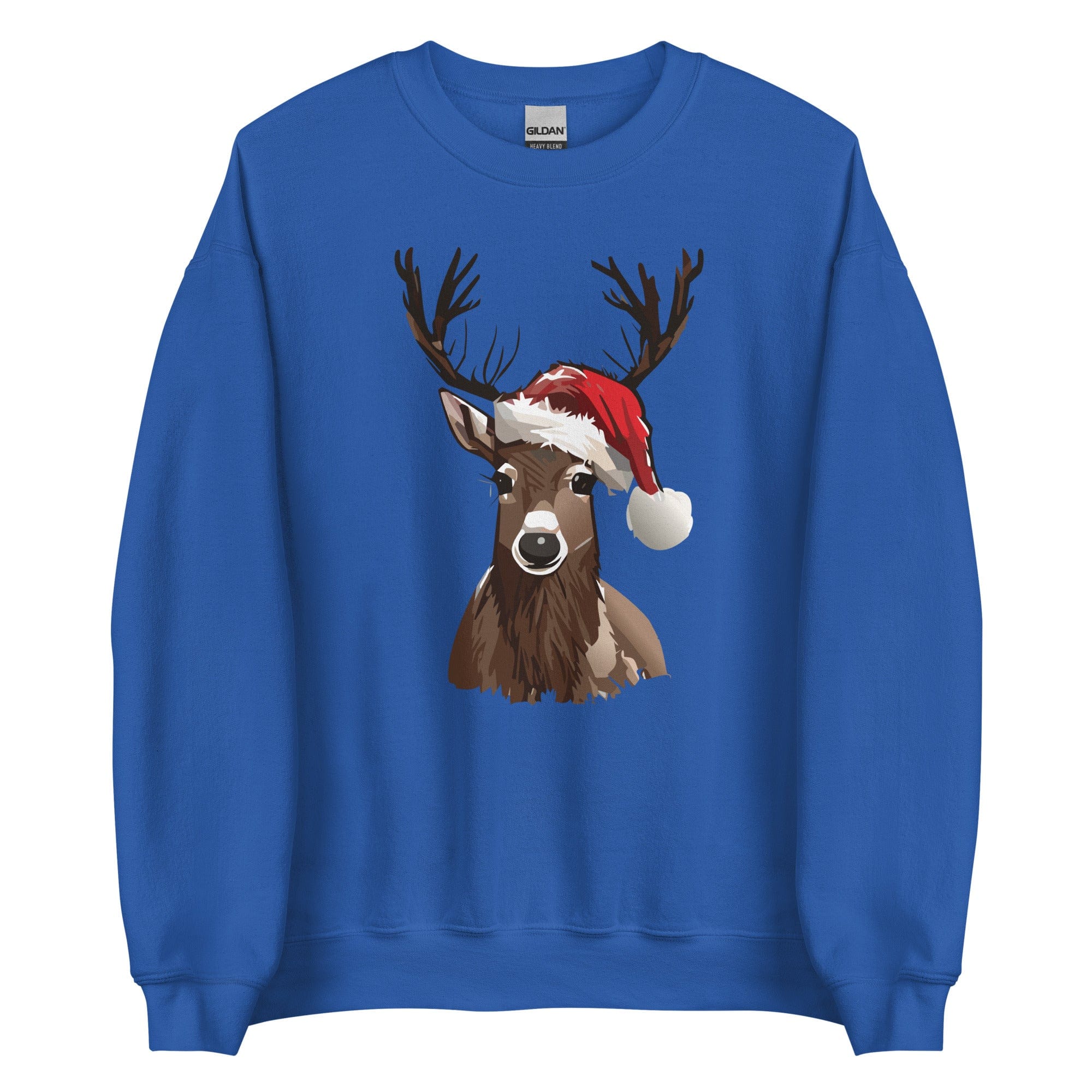 "Christmas Reindeer" Reindeer Sweatshirt (Adult Unisex) Royal / S