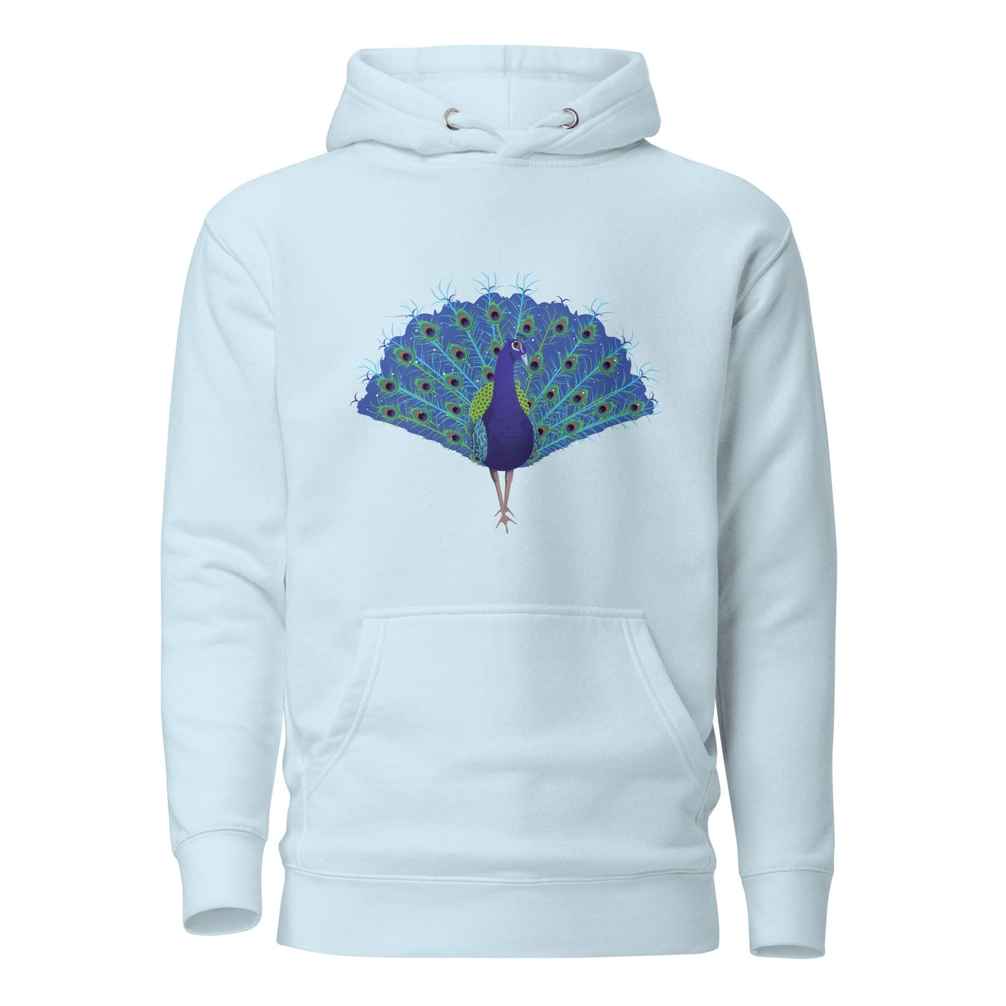 "Strut Your Stuff" Peacock Hoodie (Unisex) Sky Blue / S