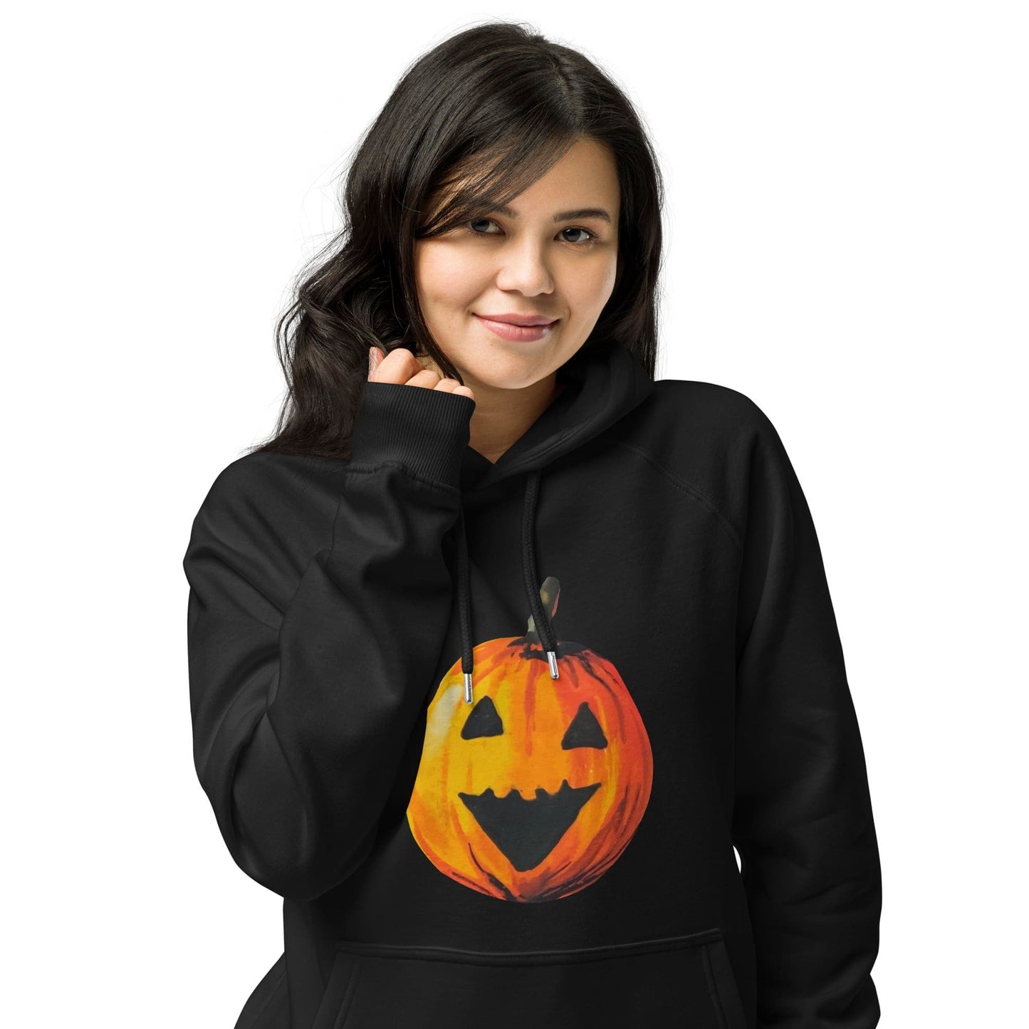 "Watercolor Jack-o-Lantern" Pumpkin Hoodie (Adult Unisex)