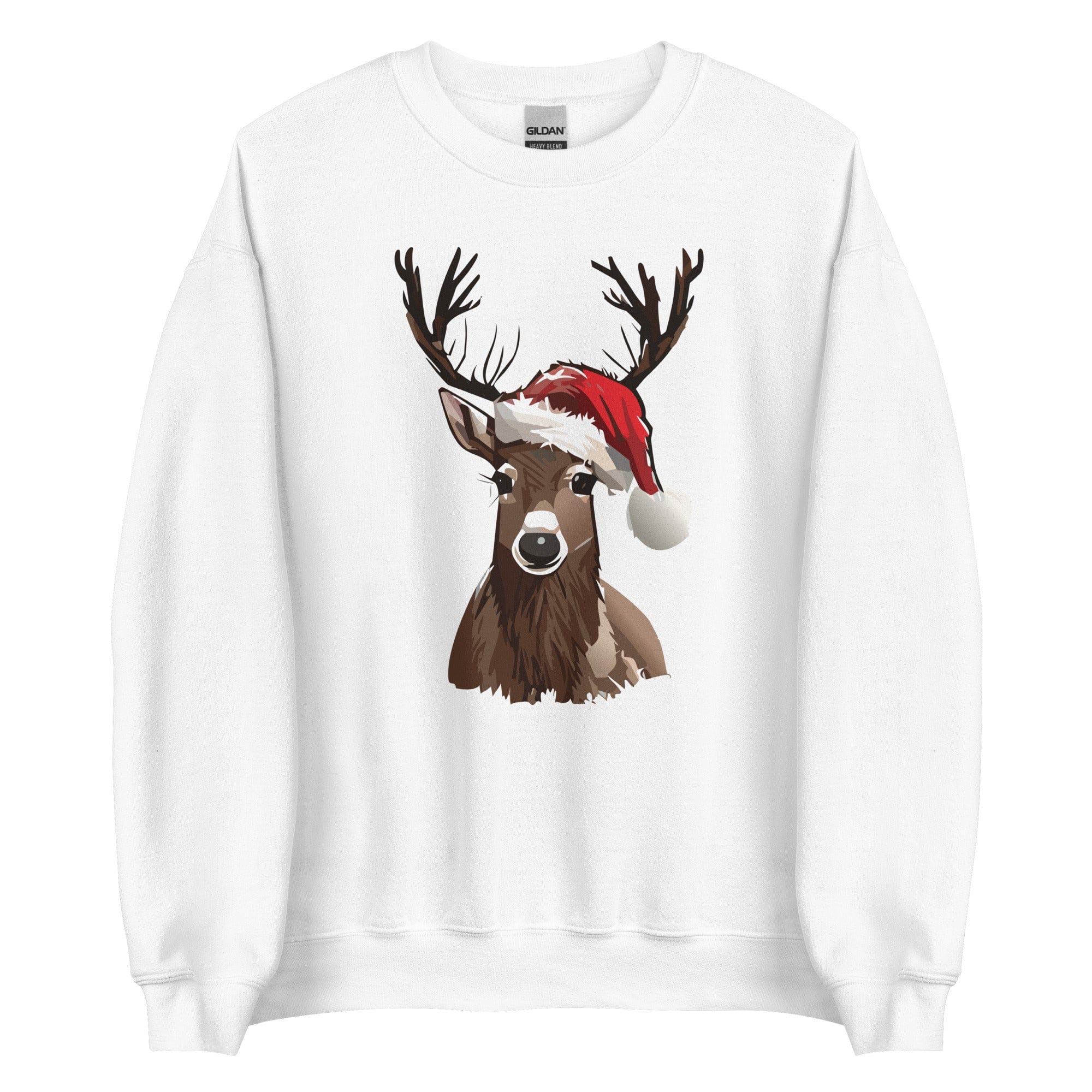 "Christmas Reindeer" Reindeer Sweatshirt (Adult Unisex) White / S