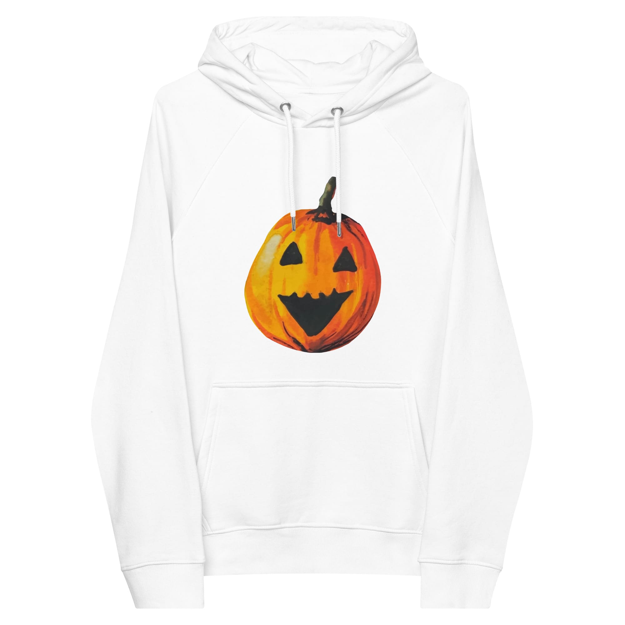 "Watercolor Jack-o-Lantern" Pumpkin Hoodie (Adult Unisex) White / XS