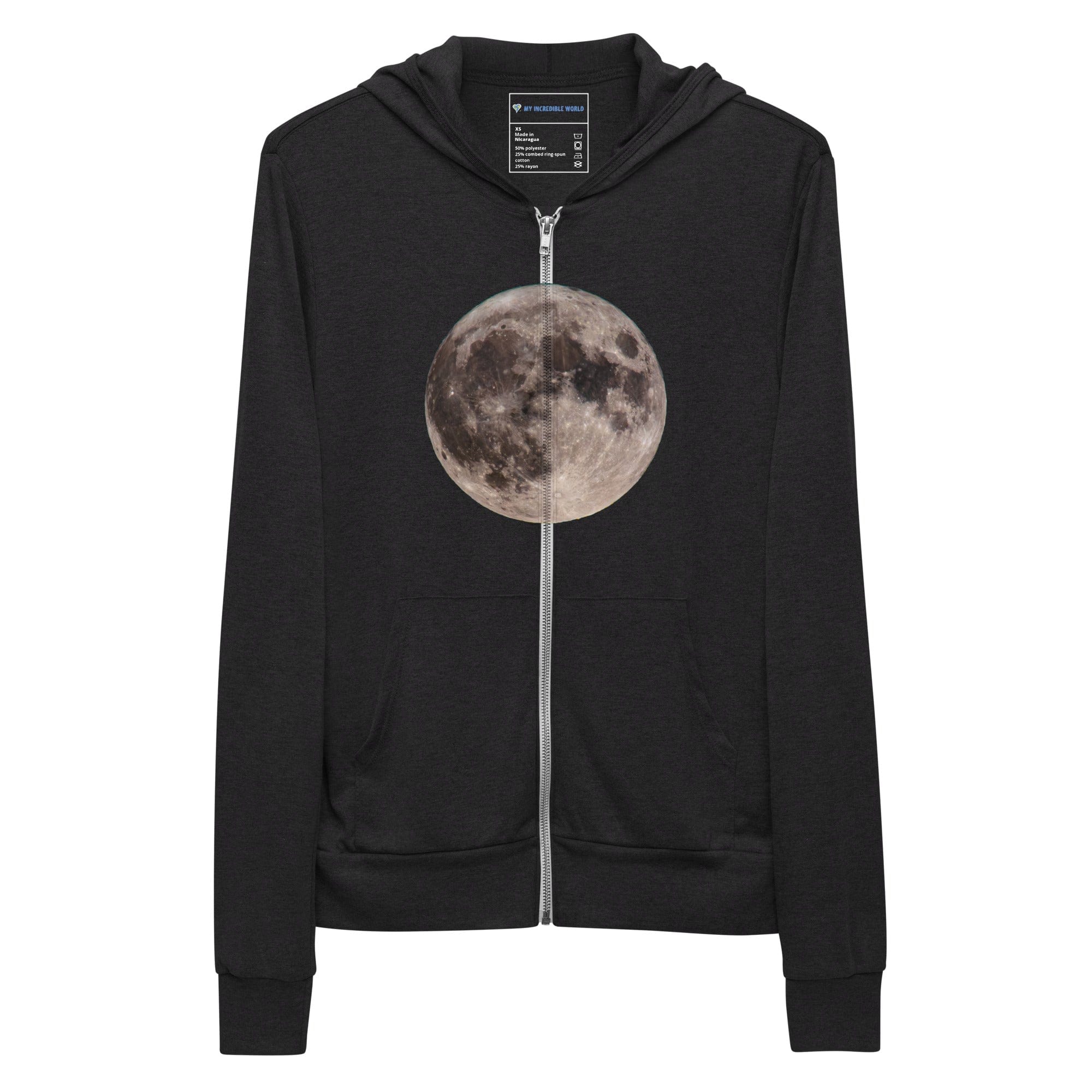 “Blue Moon Supermoon” Full Moon Hoodie (Zip-Up Adult Unisex) XS