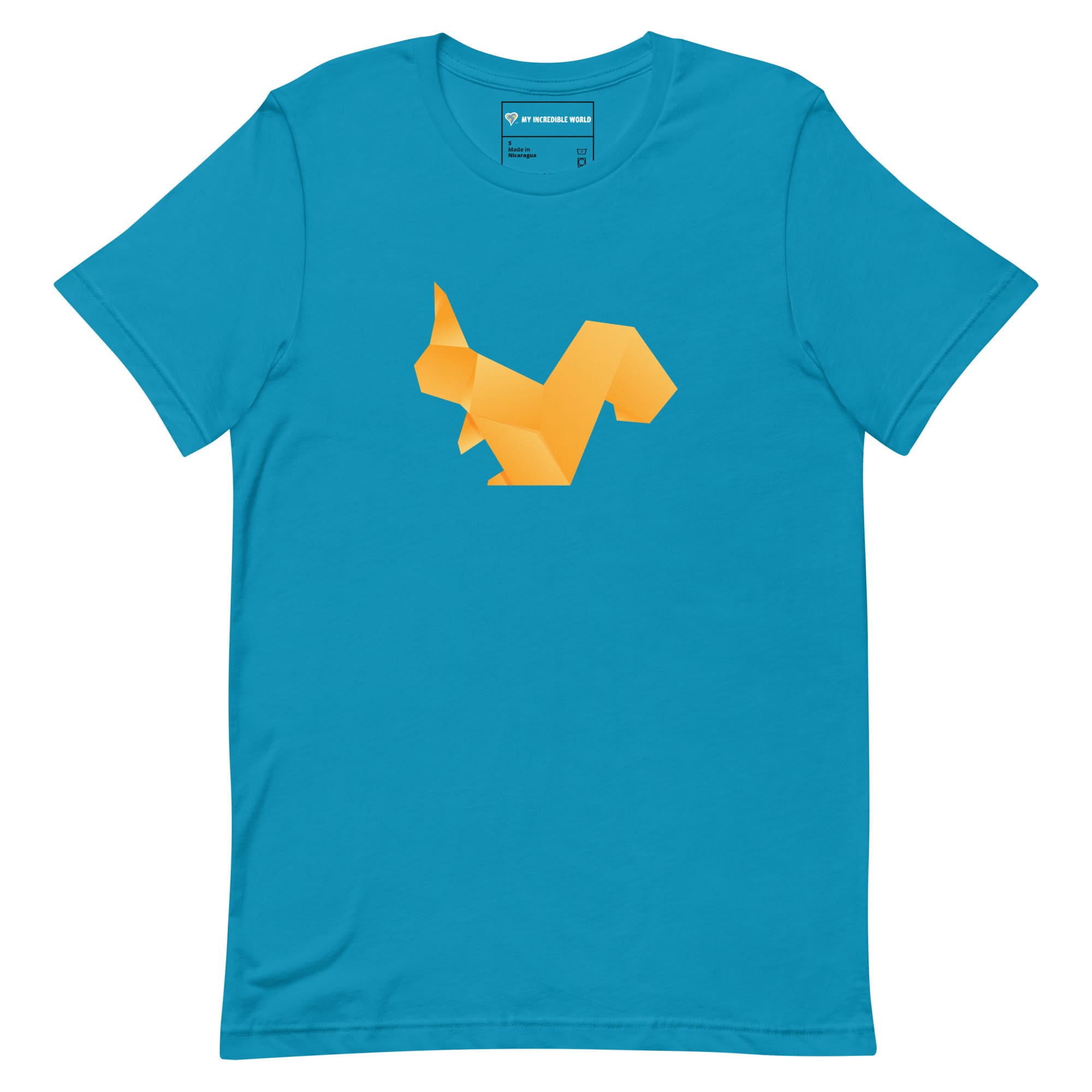 "Origami Squirrel" Low-Poly Squirrel T-Shirt (Adult Unisex) Aqua / S