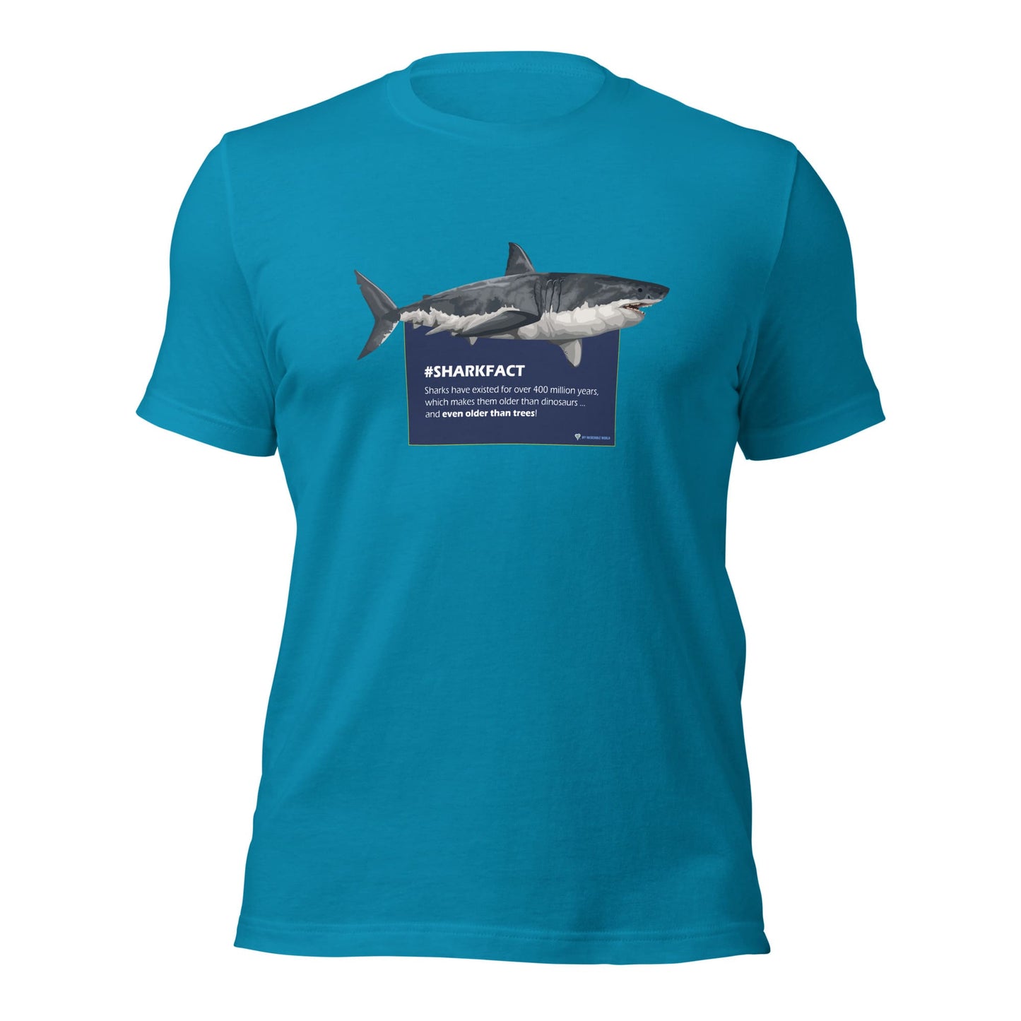 "#SHARKFACT Sharks Are Older Than Trees" Shark T-Shirt (Adult Unisex/Men's) Aqua / S