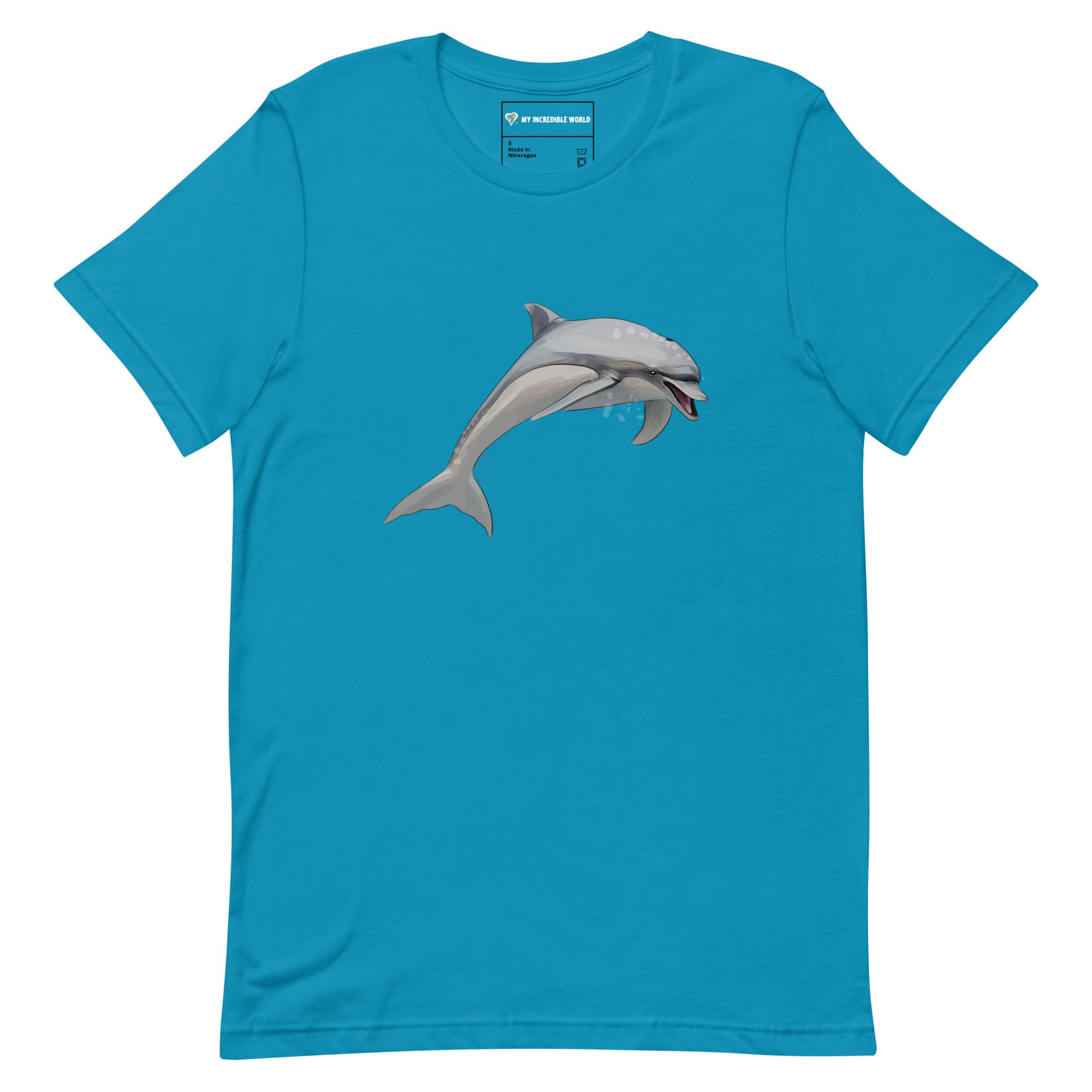 "Watercolor Dolphin" Dolphin T-Shirt (Adult Unisex) Aqua / S